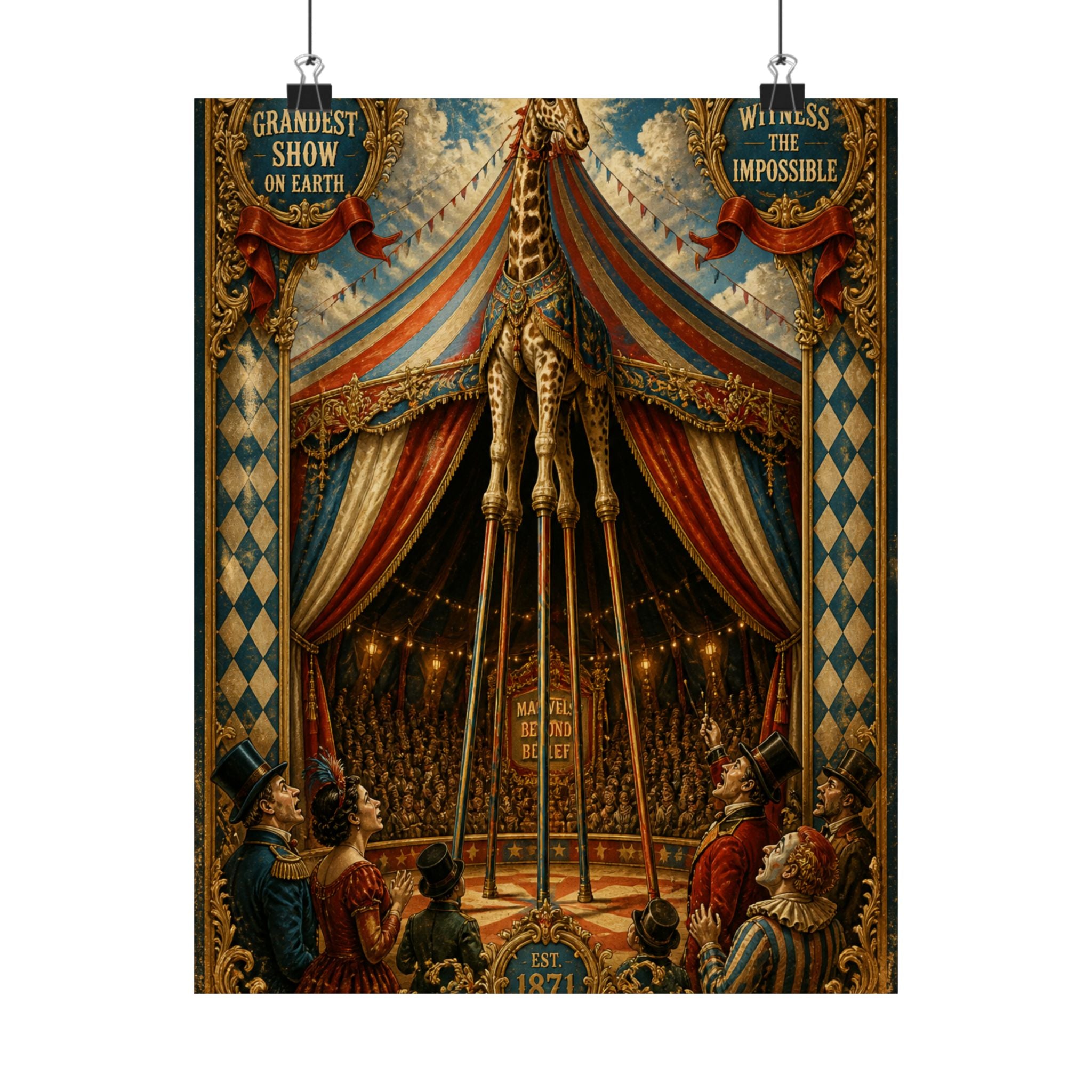 Giraffe on Stilts Wall Art Poster 18×24 Baroque Home Office Decor Maximalist Print