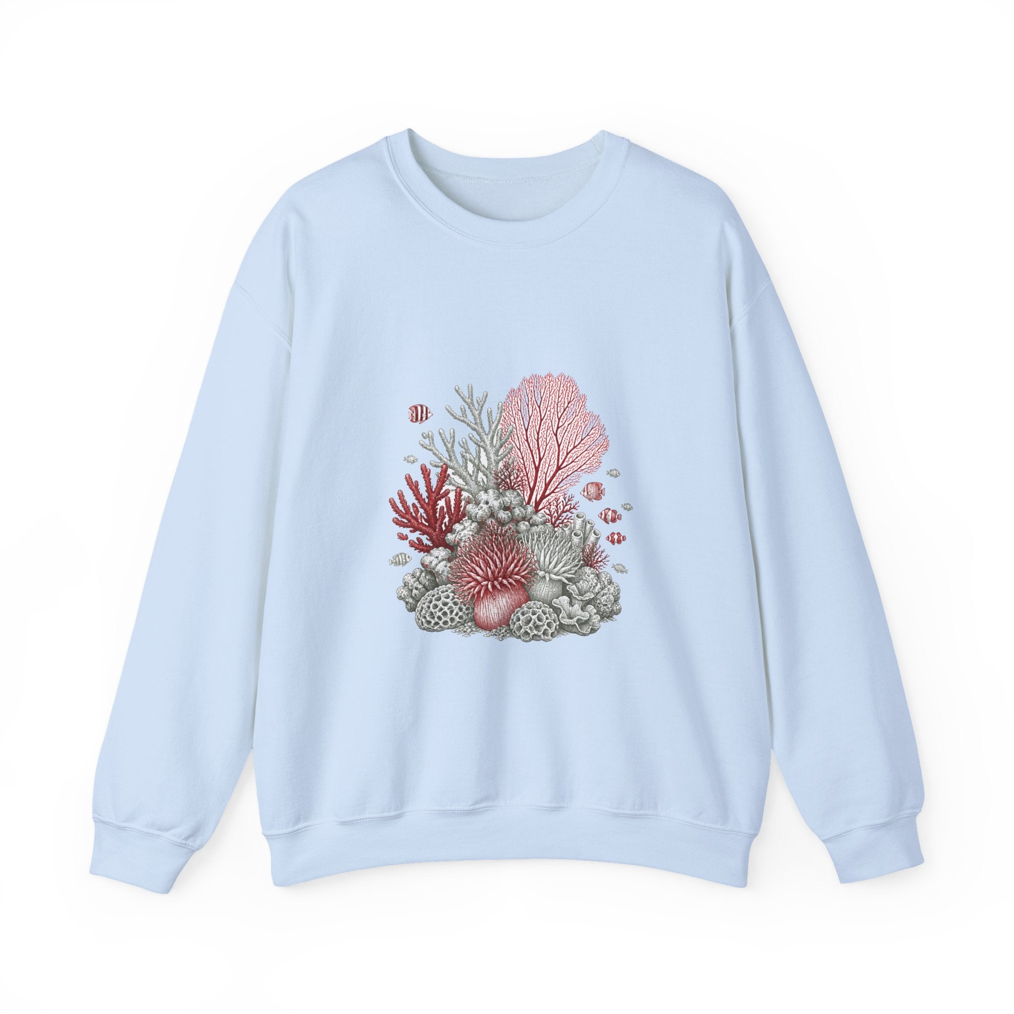 Matching Couple Sweatshirt - Coral Reef & Deep Sea Matching Couple Comfort Colors Crew Hand-Drawn Art His Hers Anniversary Gift - Design A