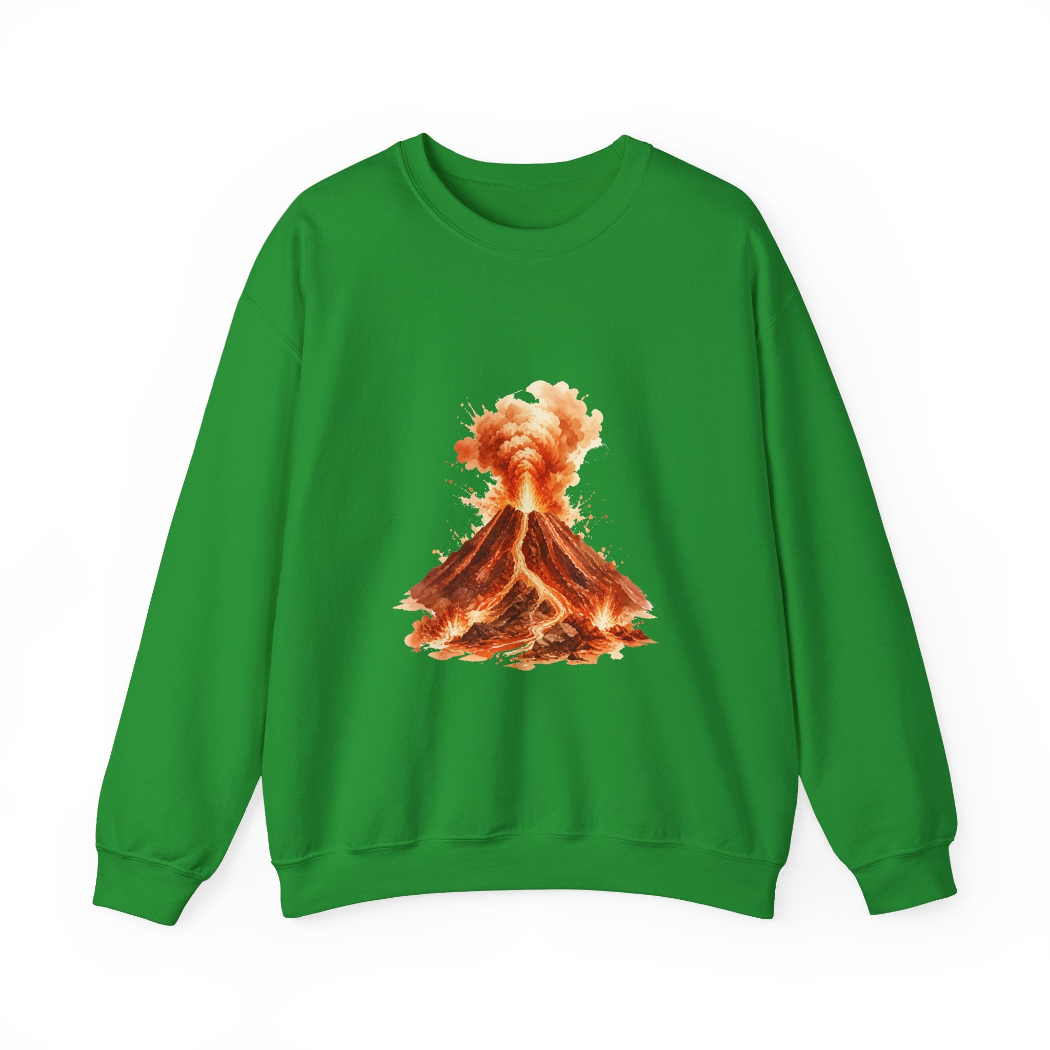 Matching Couple Sweatshirt - Volcano & Glacier Matching Couple Crewneck Sweatshirt Watercolor Art His Hers Engagement Gift - Design A