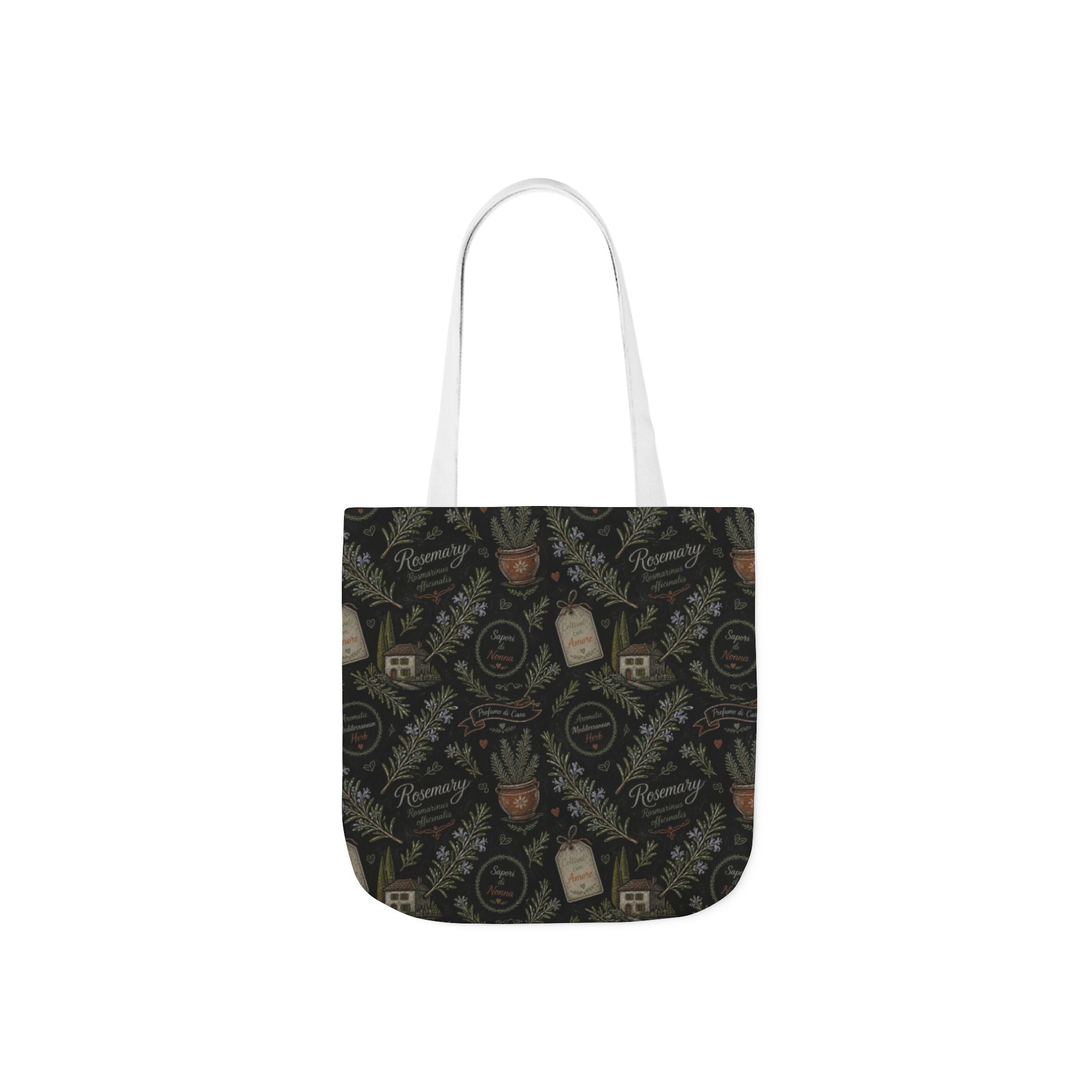 Rosemary Sprigs Canvas Tote Bag Mediterranean Kitchen Chalk Art Design Italian Cottagecore Gift