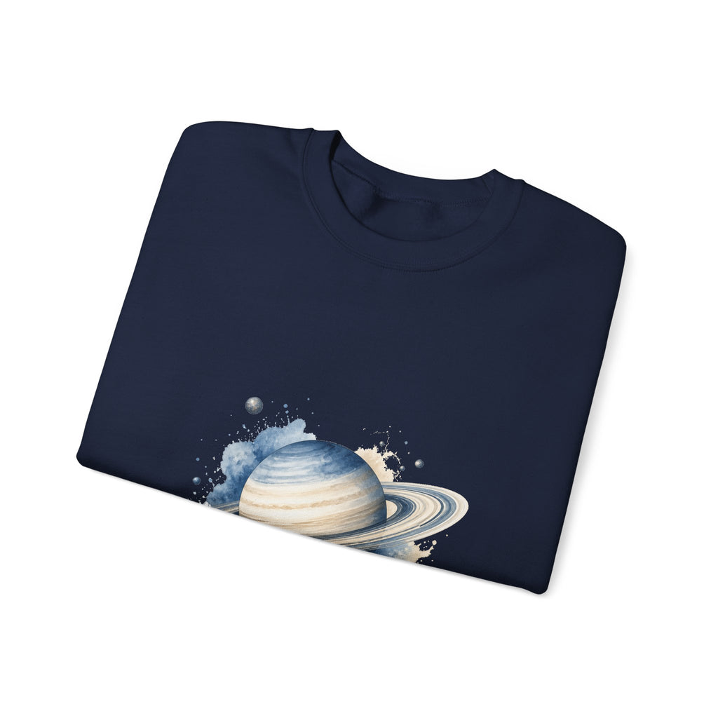 Matching Couple Sweatshirt - Saturn & Jupiter Matching Couple Crewneck Sweatshirt Watercolor Art His Hers Engagement Gift - Design A