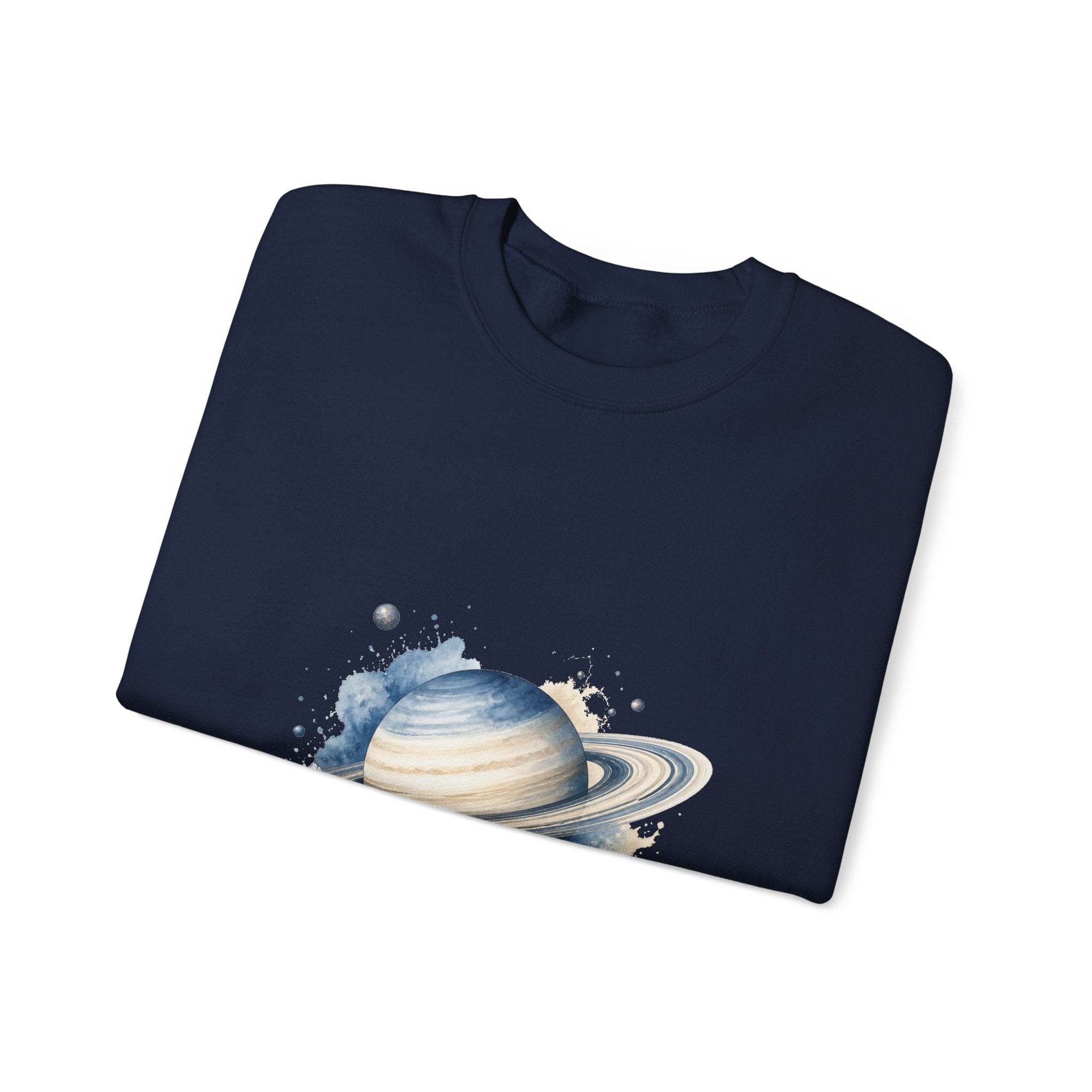 Matching Couple Sweatshirt - Saturn & Jupiter Matching Couple Crewneck Sweatshirt Watercolor Art His Hers Engagement Gift - Design A
