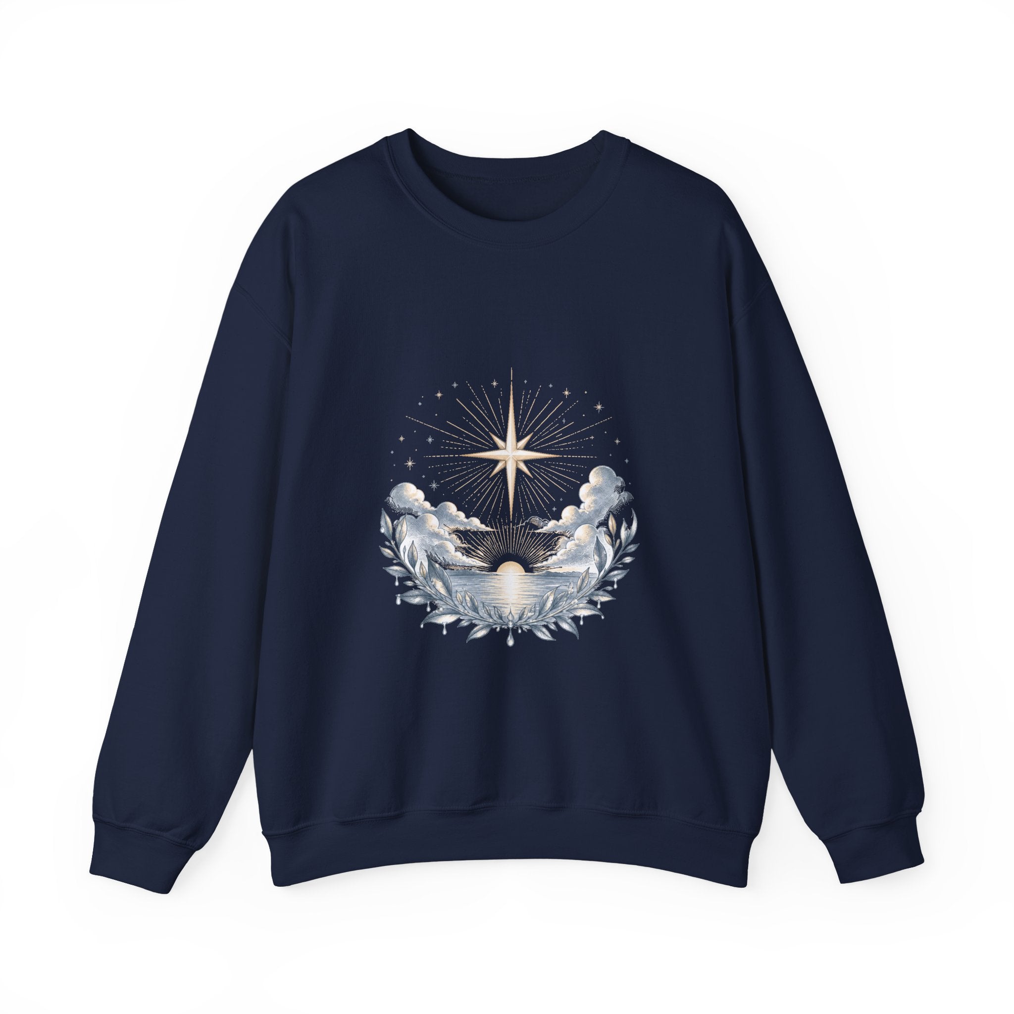 Matching Couple Sweatshirt - Evening & Morning Star Matching Couple Crewneck Sweatshirt Hand-Drawn Art His Hers Best Friend Gift - Design B