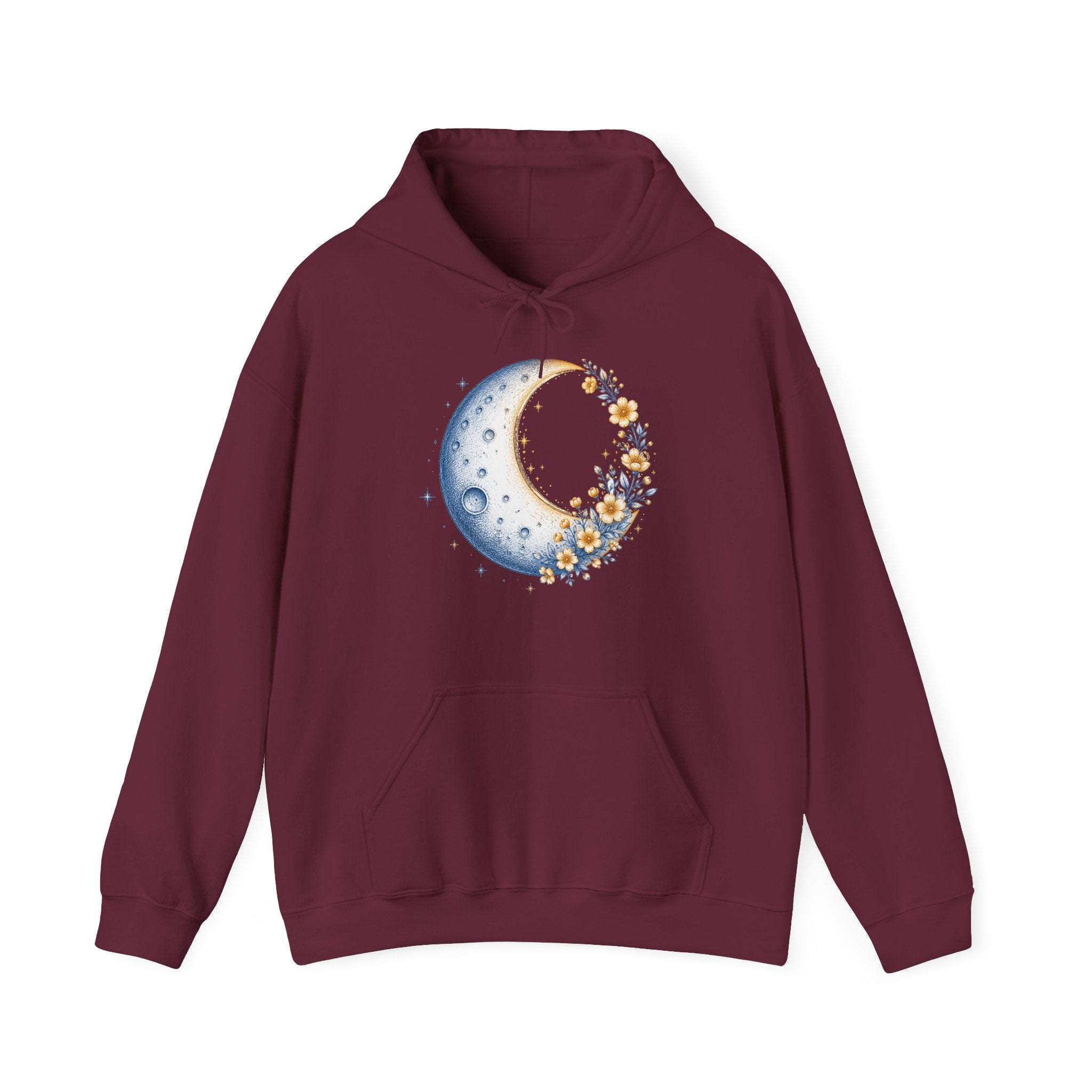 Matching Couple Sweatshirt - Waxing & Waning Moon Matching Couple Hooded Sweatshirt Hand-Drawn Art His Hers Best Friend Gift - Design A