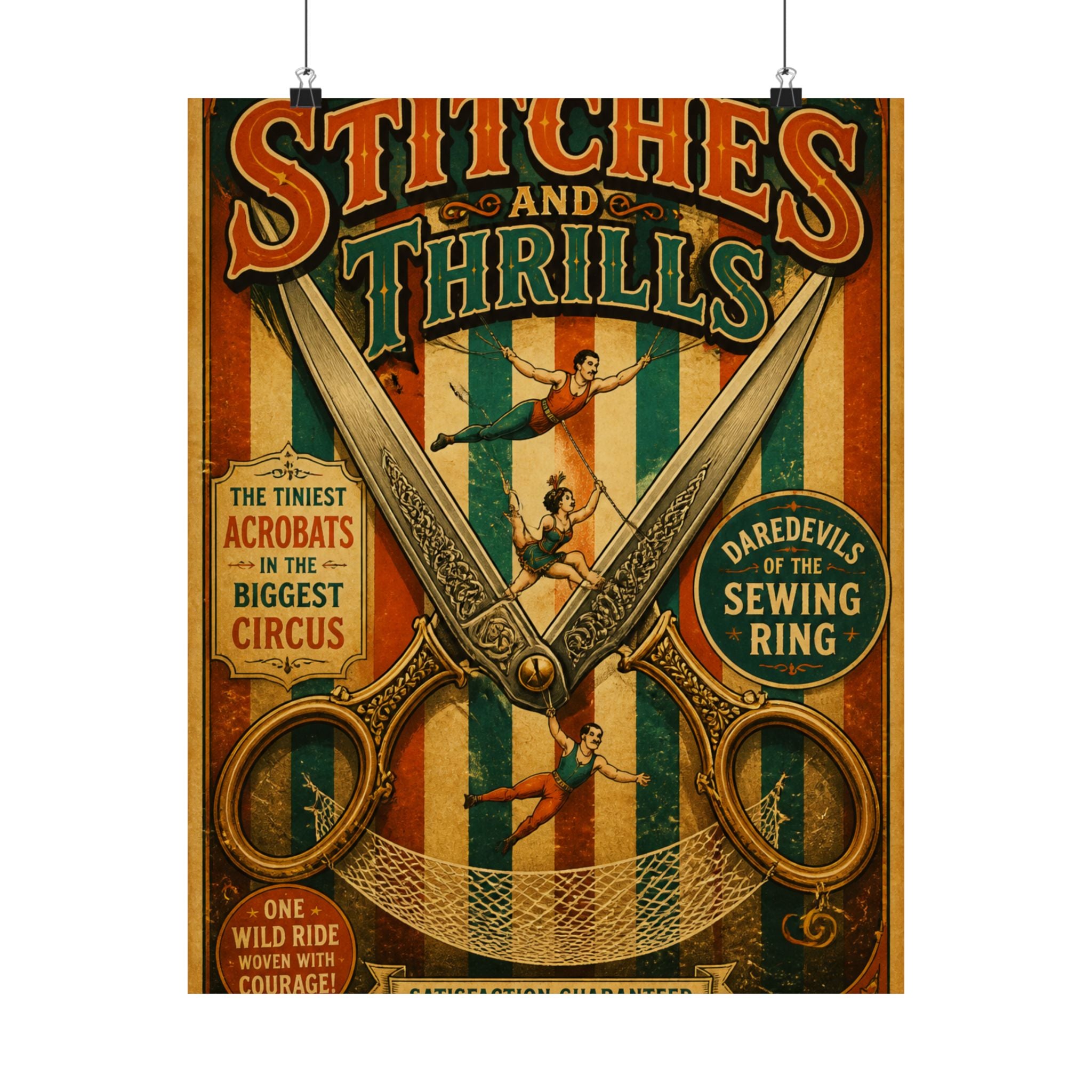 Giant Scissors Trapeze Wall Art Poster 24×36 Vintage Circus Bedroom Decor Maximalist Print