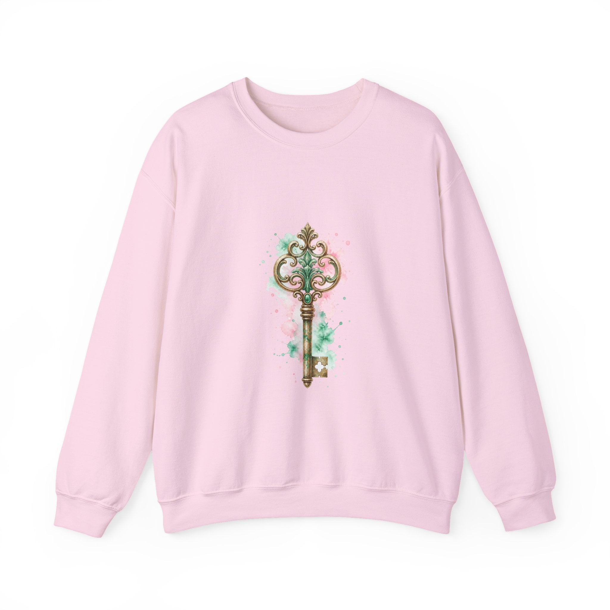 Matching Couple Sweatshirt - Key & Lock Matching Couple Crewneck Sweatshirt Watercolor Art His Hers Engagement Gift - Design A