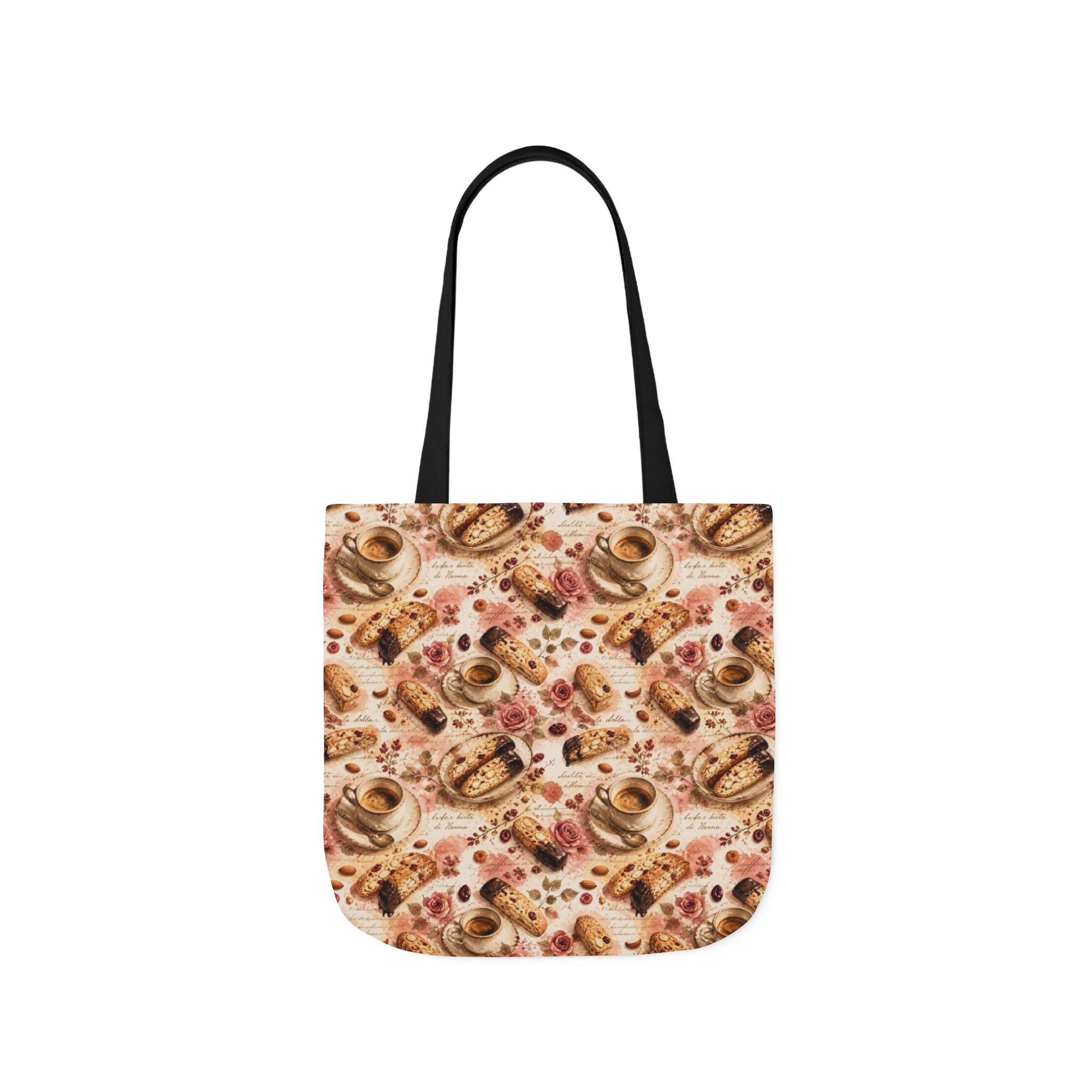 Almond Biscotti Canvas Tote Bag Mediterranean Kitchen Watercolor Splash Design Italian Cottagecore Gift