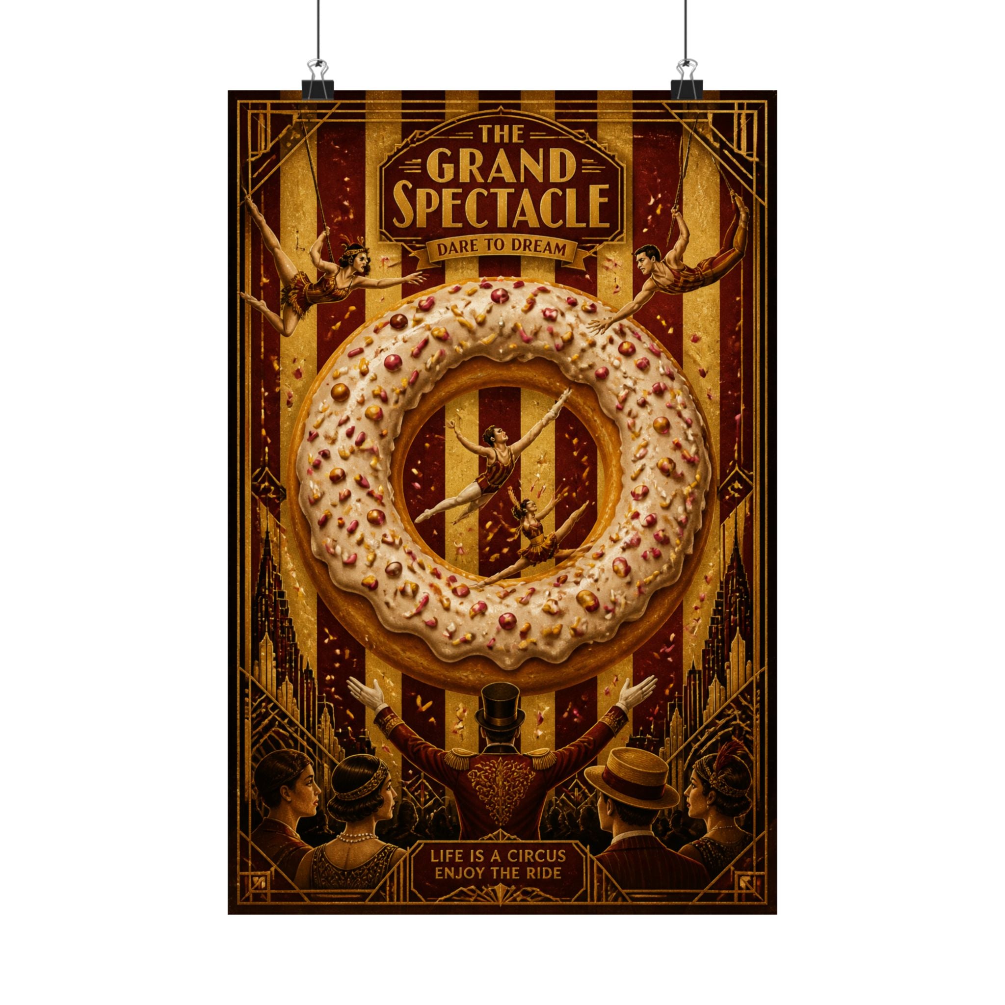 Donut Circus Ring Wall Art Poster 24×36 Art Deco Bar Area Decor Maximalist Print