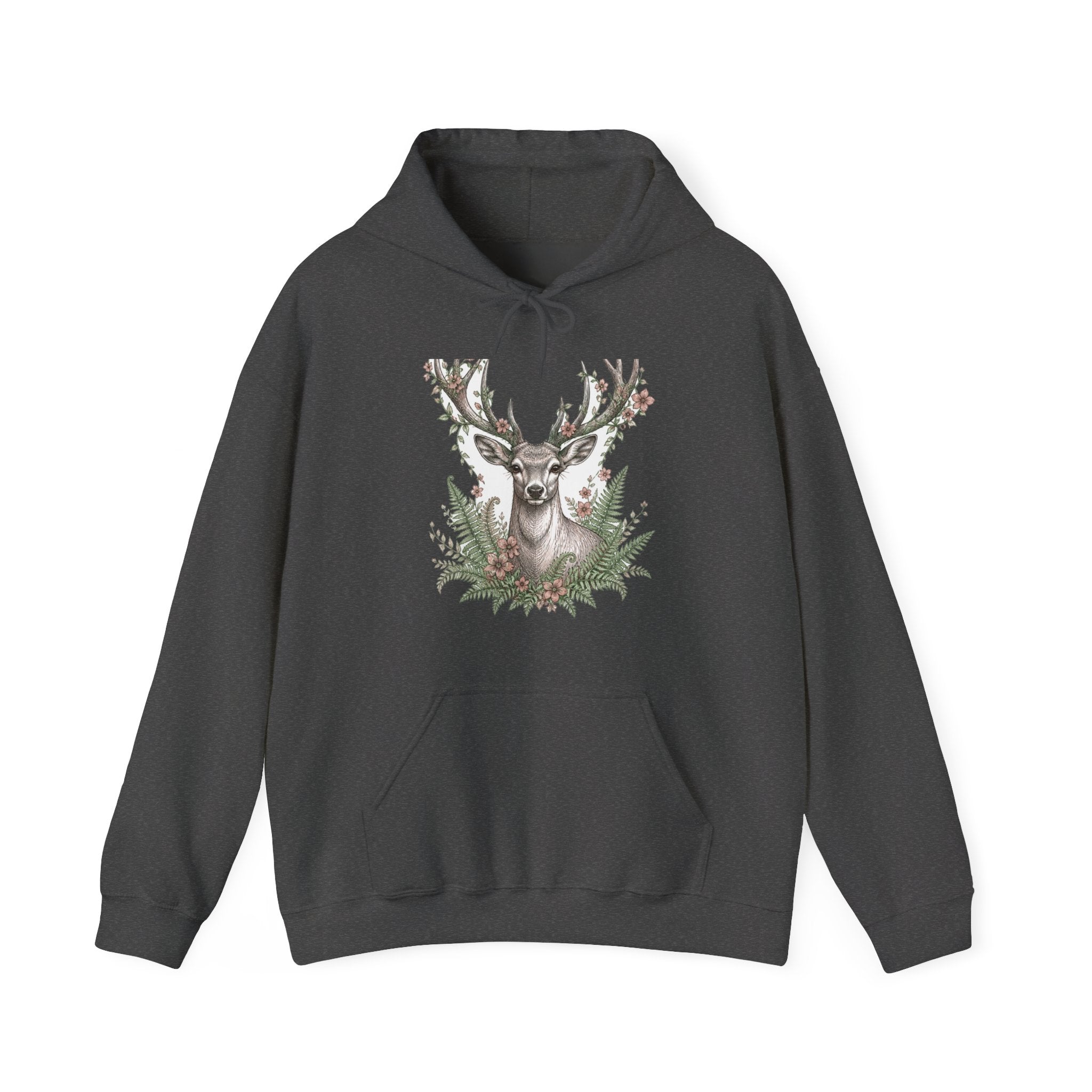 Matching Couple Sweatshirt - Bear & Deer Matching Couple Hooded Sweatshirt Hand-Drawn Art His Hers Best Friend Gift - Design B