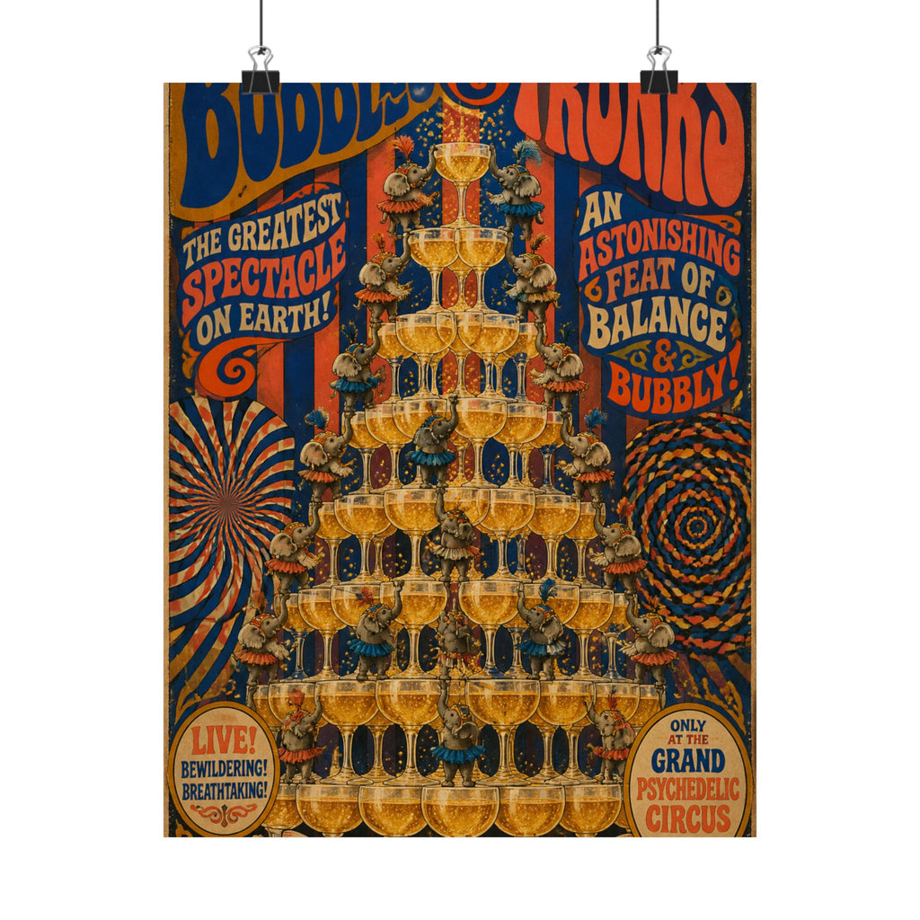 Champagne Tower Elephants Wall Art Poster 18×24 Psychedelic Cafe Decor Maximalist Print