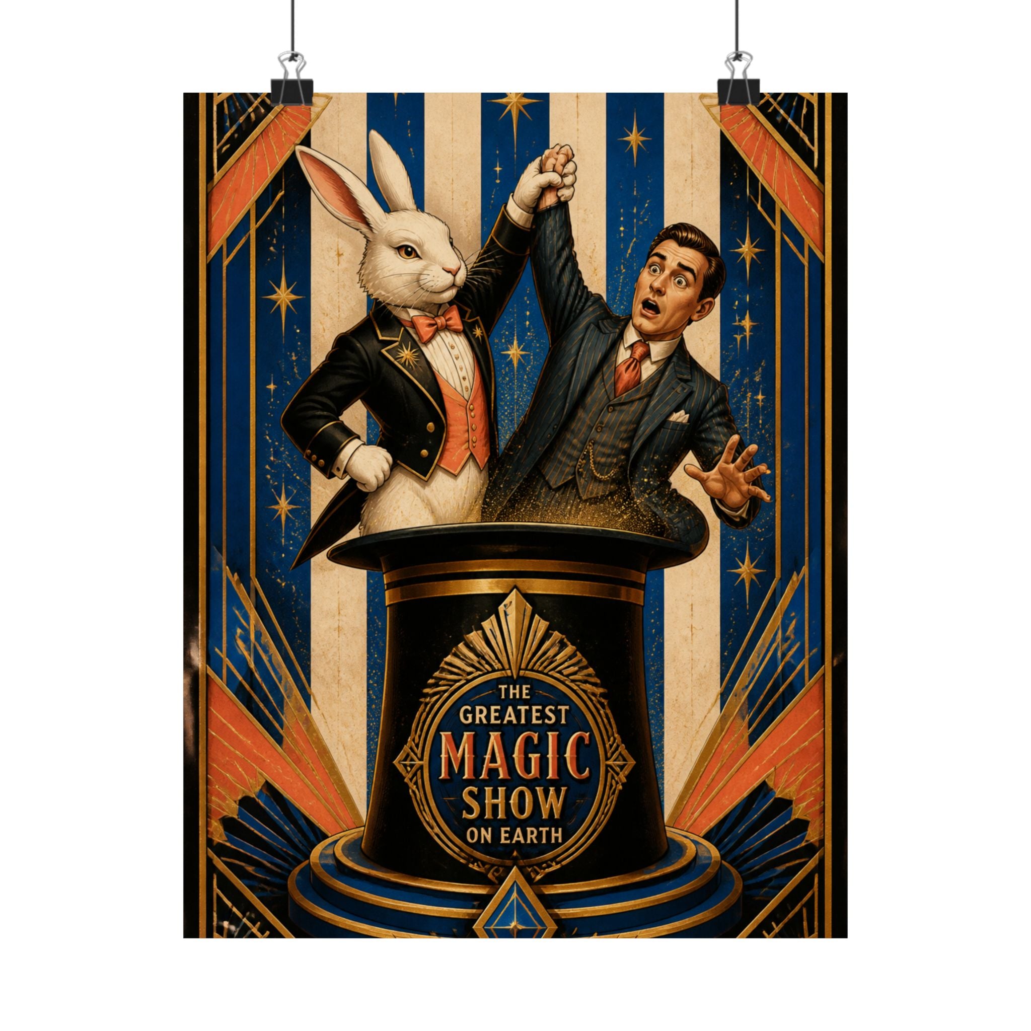 Magic Hat Rabbit Wall Art Poster 18×24 Art Deco Entryway Decor Maximalist Print