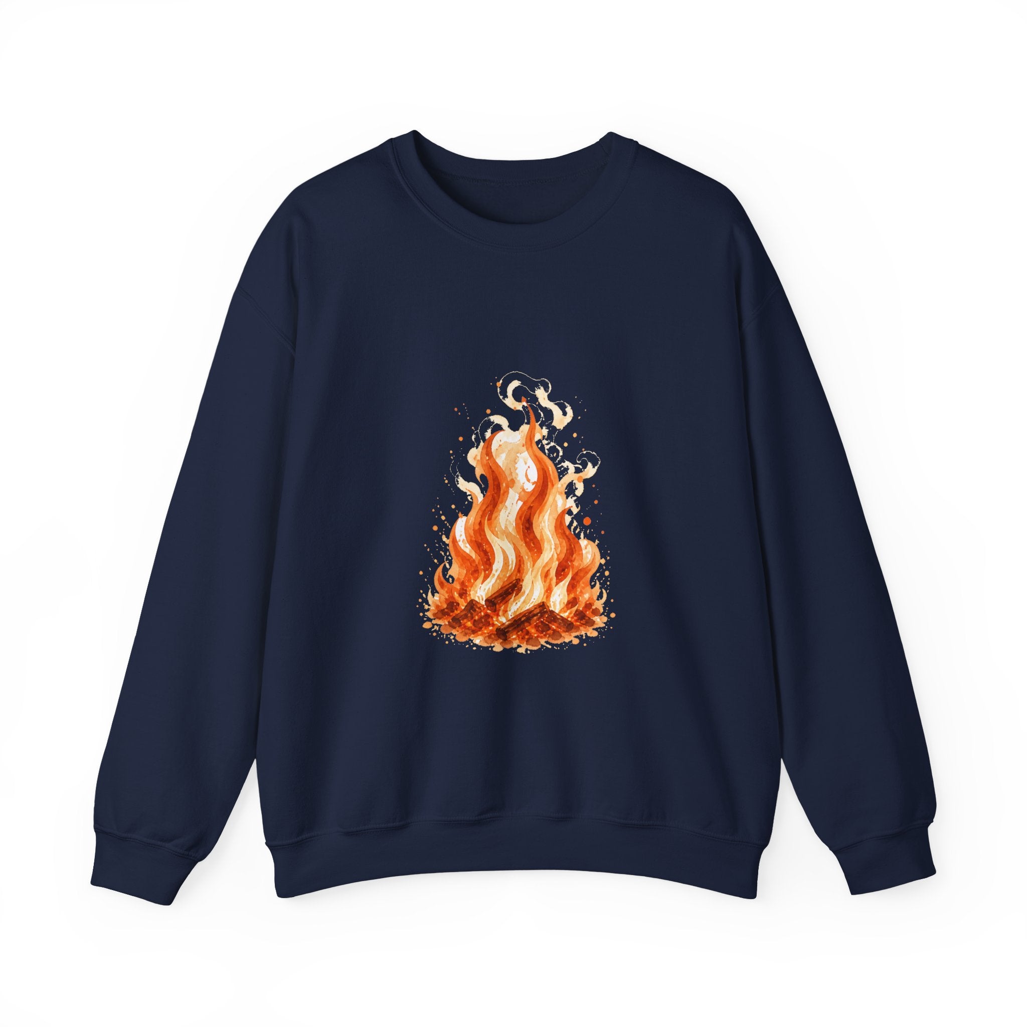 Matching Couple Sweatshirt - Wildfire & Waterfall Matching Couple Comfort Colors Crew Watercolor Art His Hers Birthday Gift - Design A