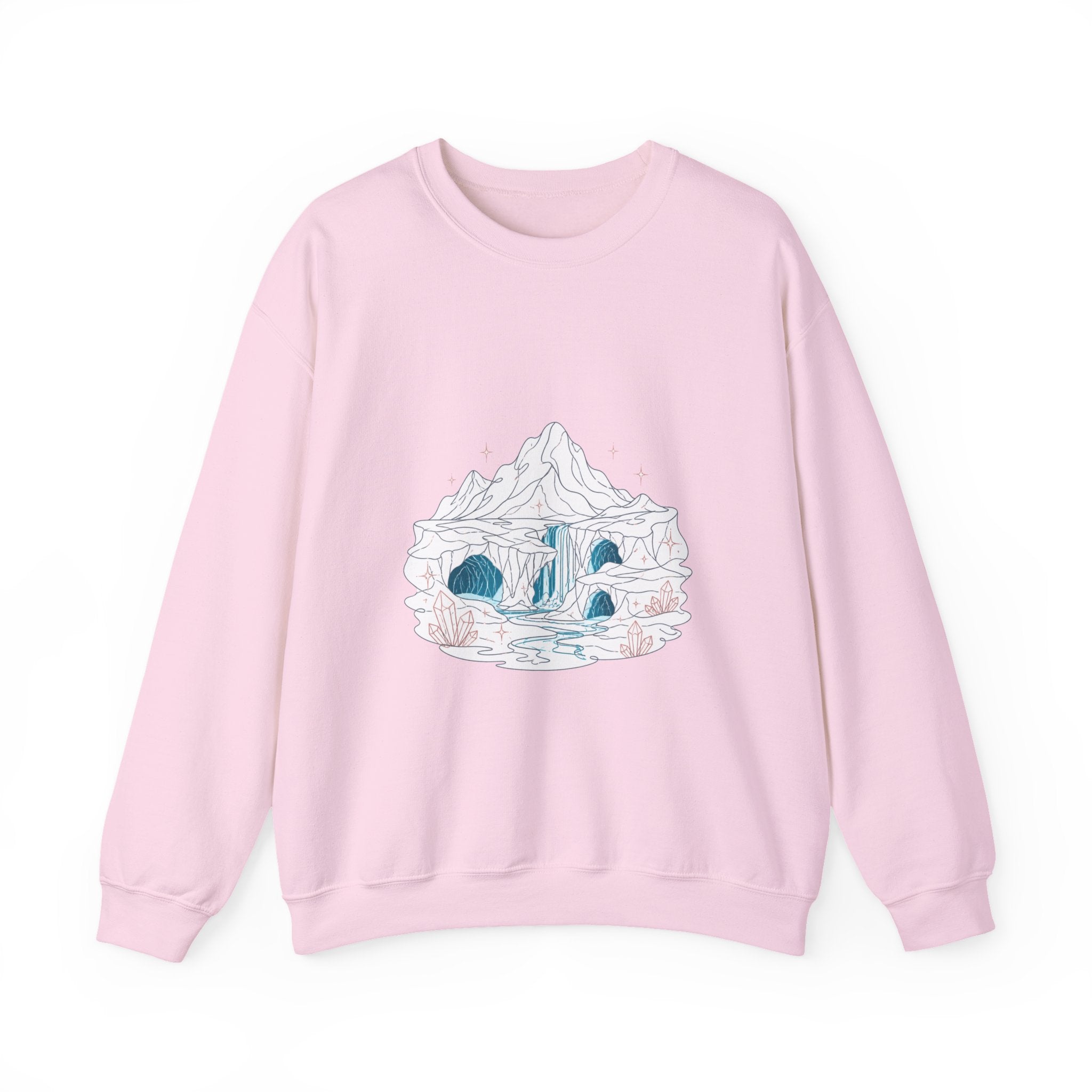 Matching Couple Sweatshirt - Volcano & Glacier Matching Couple Premium Fleece Sweatshirt Minimalist Art His Hers Christmas Gift - Design B