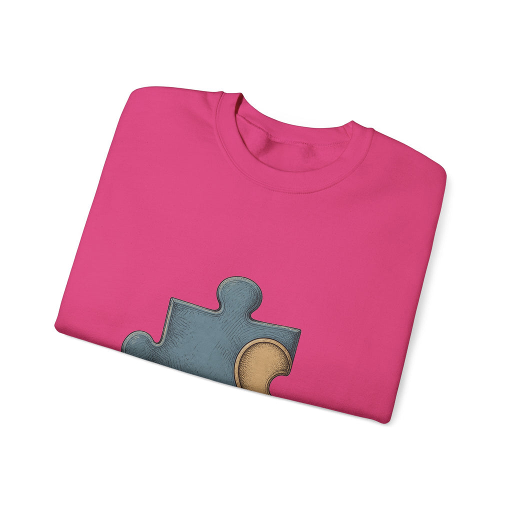 Matching Couple Sweatshirt - Puzzle Pieces Matching Couple Comfort Colors Crew Hand-Drawn Art His Hers Anniversary Gift - Design A