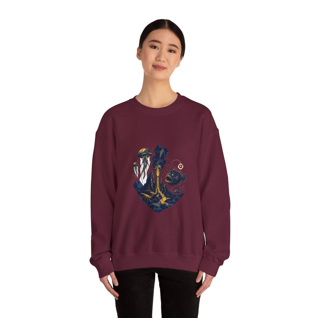 Matching Couple Sweatshirt - Coral Reef & Deep Sea Matching Couple Premium Fleece Sweatshirt Geometric Art His Hers Love Gift - Design B