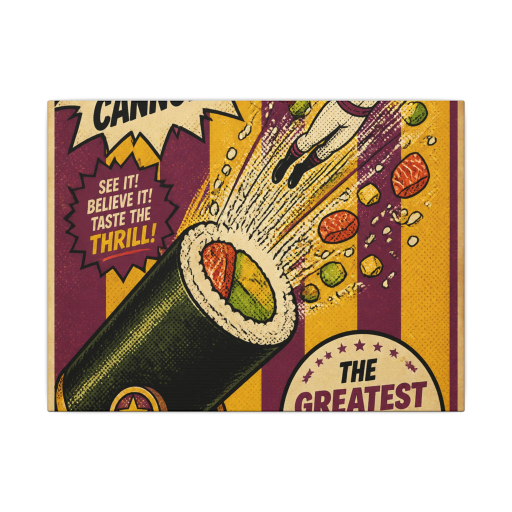 Sushi Roll Cannon Wall Art Canvas 24×36 Pop Art Restaurant Decor Maximalist Print