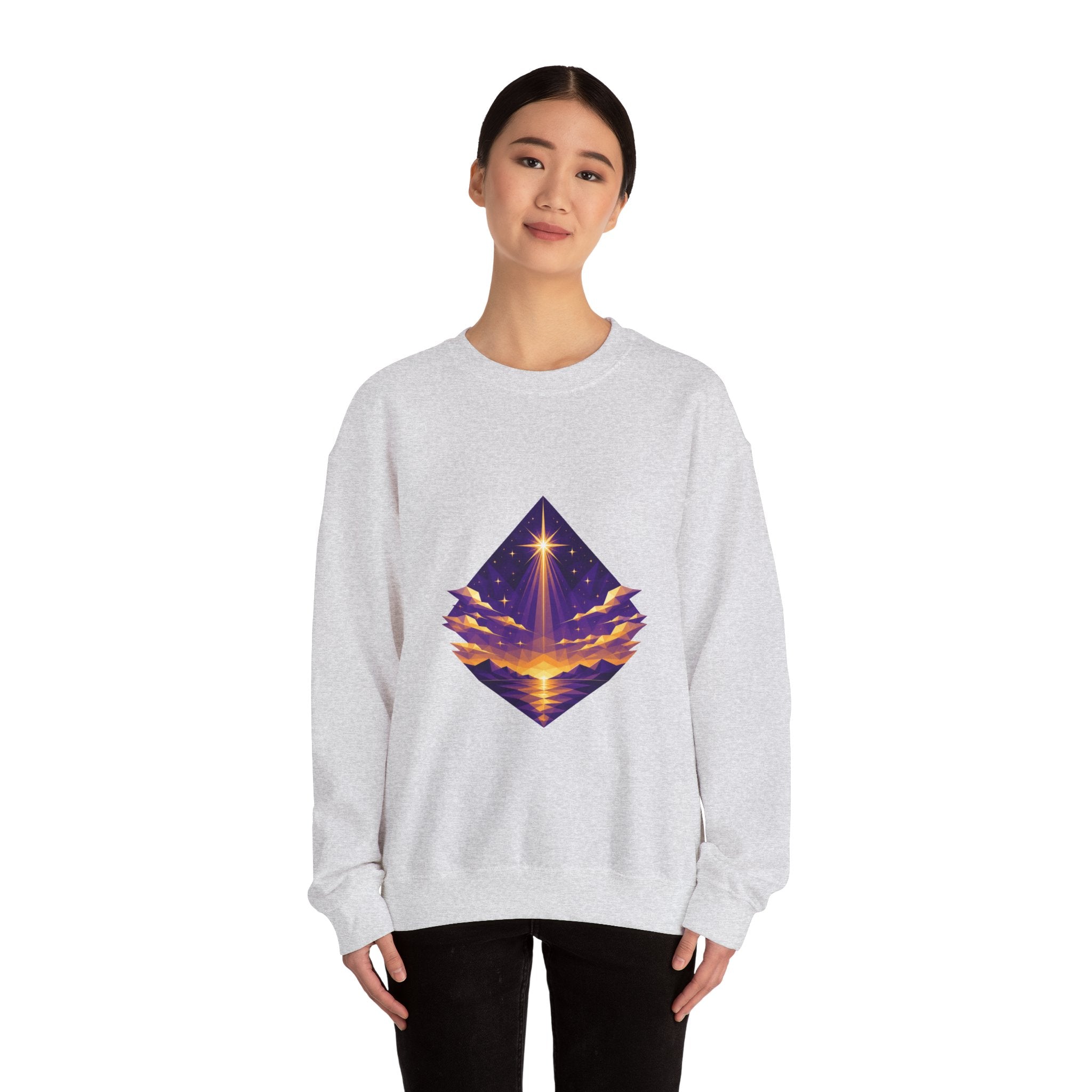 Matching Couple Sweatshirt - Evening & Morning Star Matching Couple Premium Fleece Sweatshirt Geometric Art His Hers Love Gift - Design A