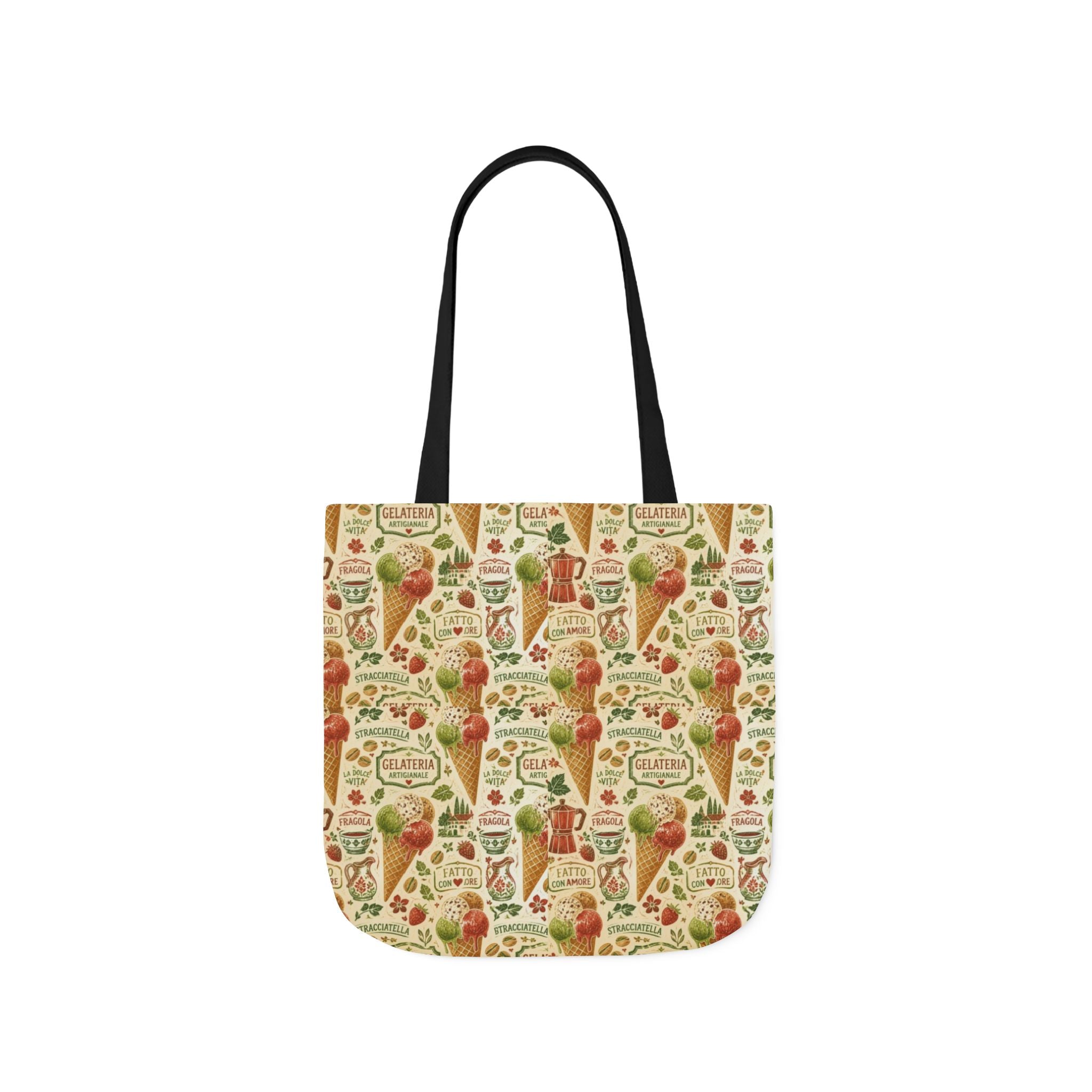 Gelato Scoops Canvas Tote Bag Mediterranean Kitchen Linocut Design Italian Cottagecore Gift