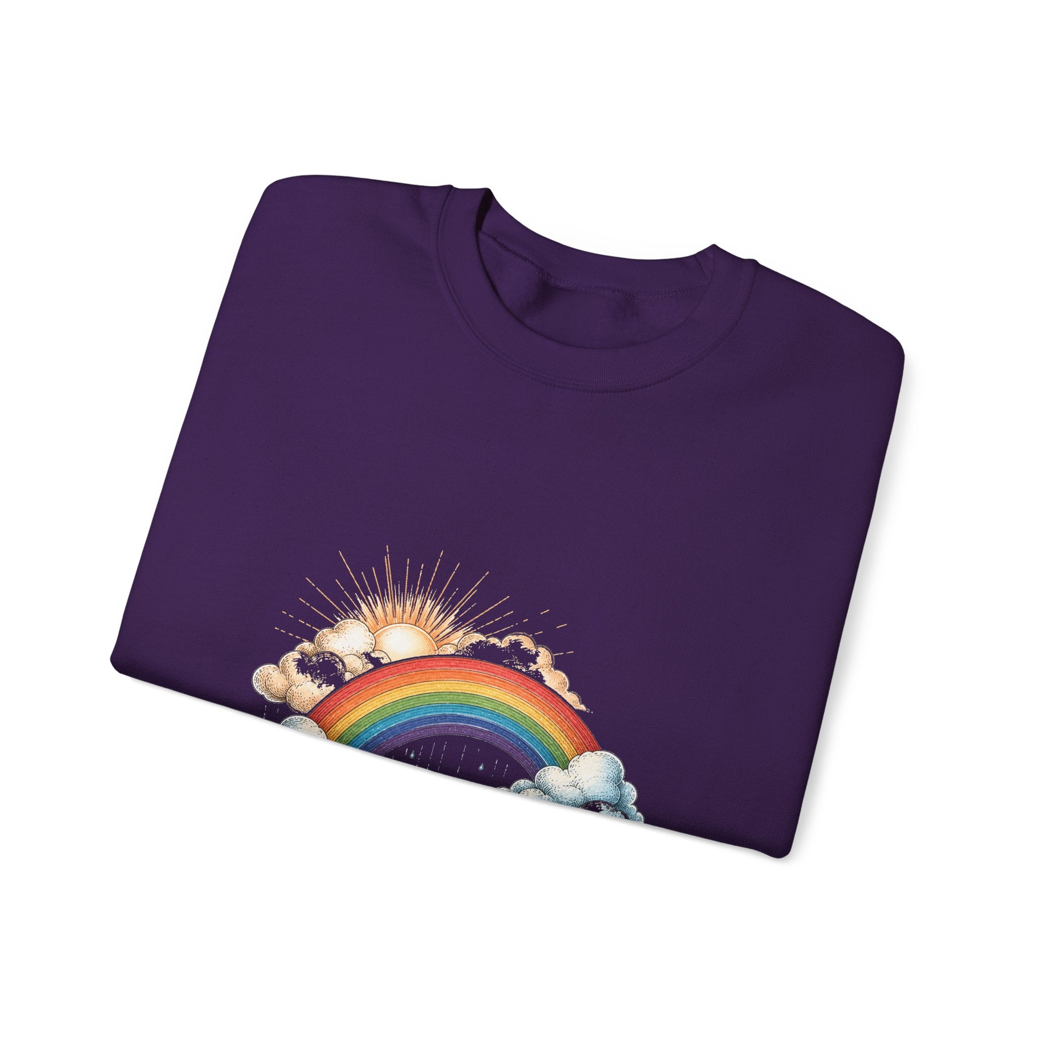 Matching Couple Sweatshirt - Storm & Rainbow Matching Couple Comfort Colors Crew Hand-Drawn Art His Hers Anniversary Gift - Design B
