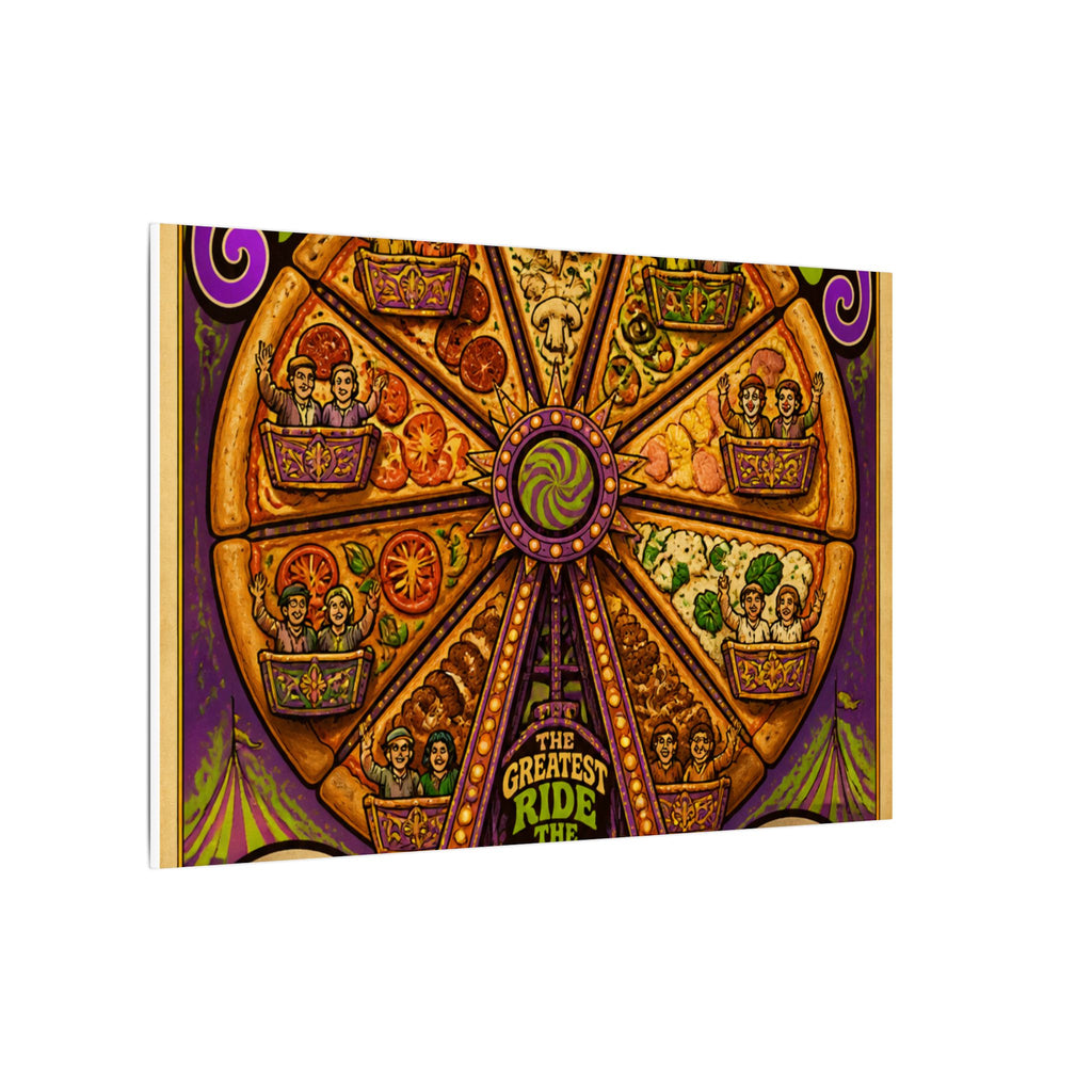 Pizza Ferris Wheel Wall Art Canvas 24×36 Psychedelic Dining Room Decor Maximalist Print