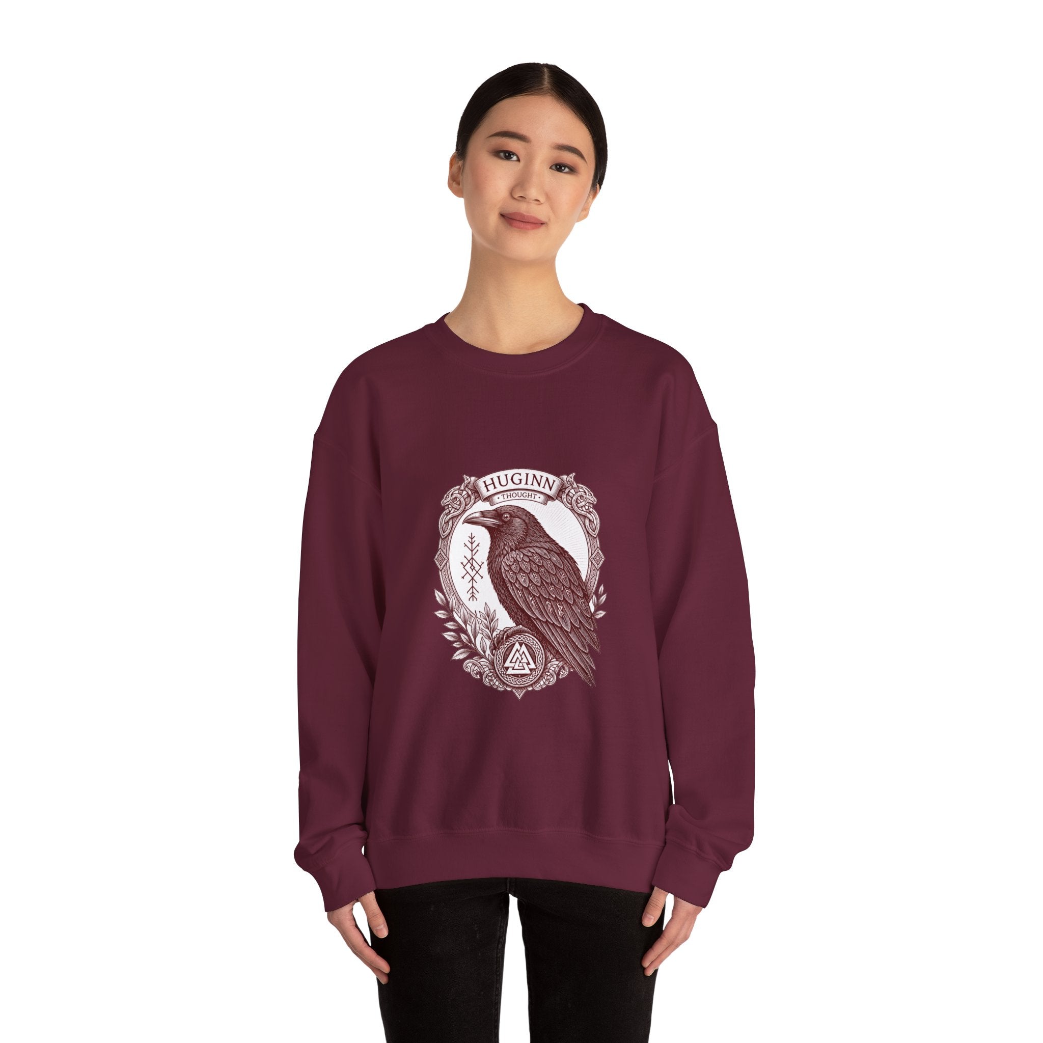 Matching Couple Sweatshirt - Huginn & Muninn Matching Couple Premium Fleece Sweatshirt Vintage Art His Hers Honeymoon Gift - Design A