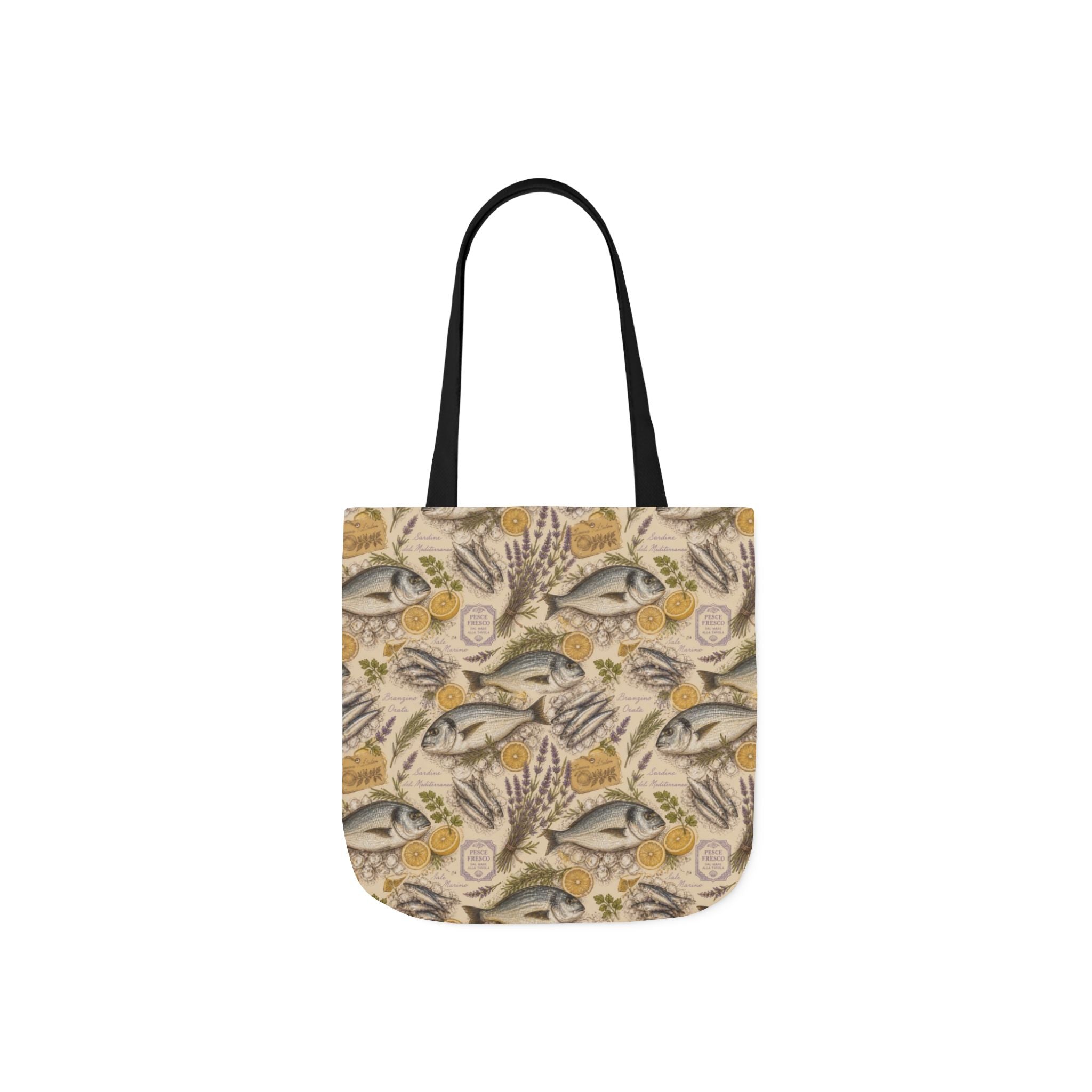 Mediterranean Fish Canvas Tote Bag Mediterranean Kitchen Botanical Design Italian Cottagecore Gift