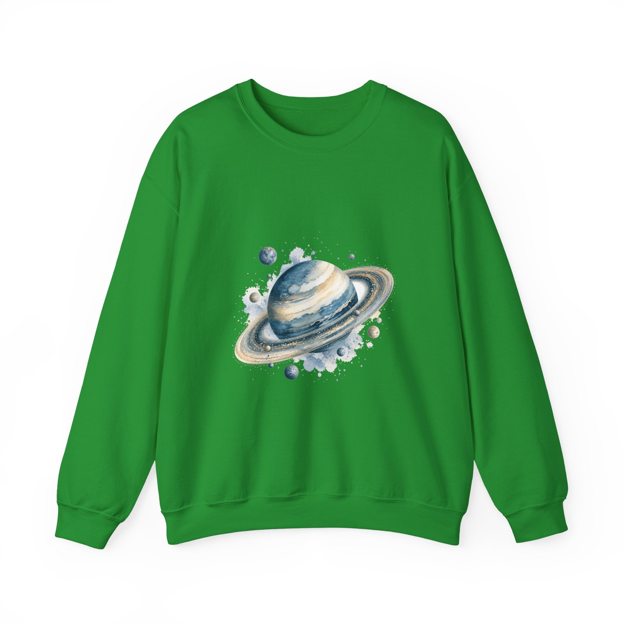 Matching Couple Sweatshirt - Astronaut & Planet Matching Couple Crewneck Sweatshirt Watercolor Art His Hers Engagement Gift - Design B