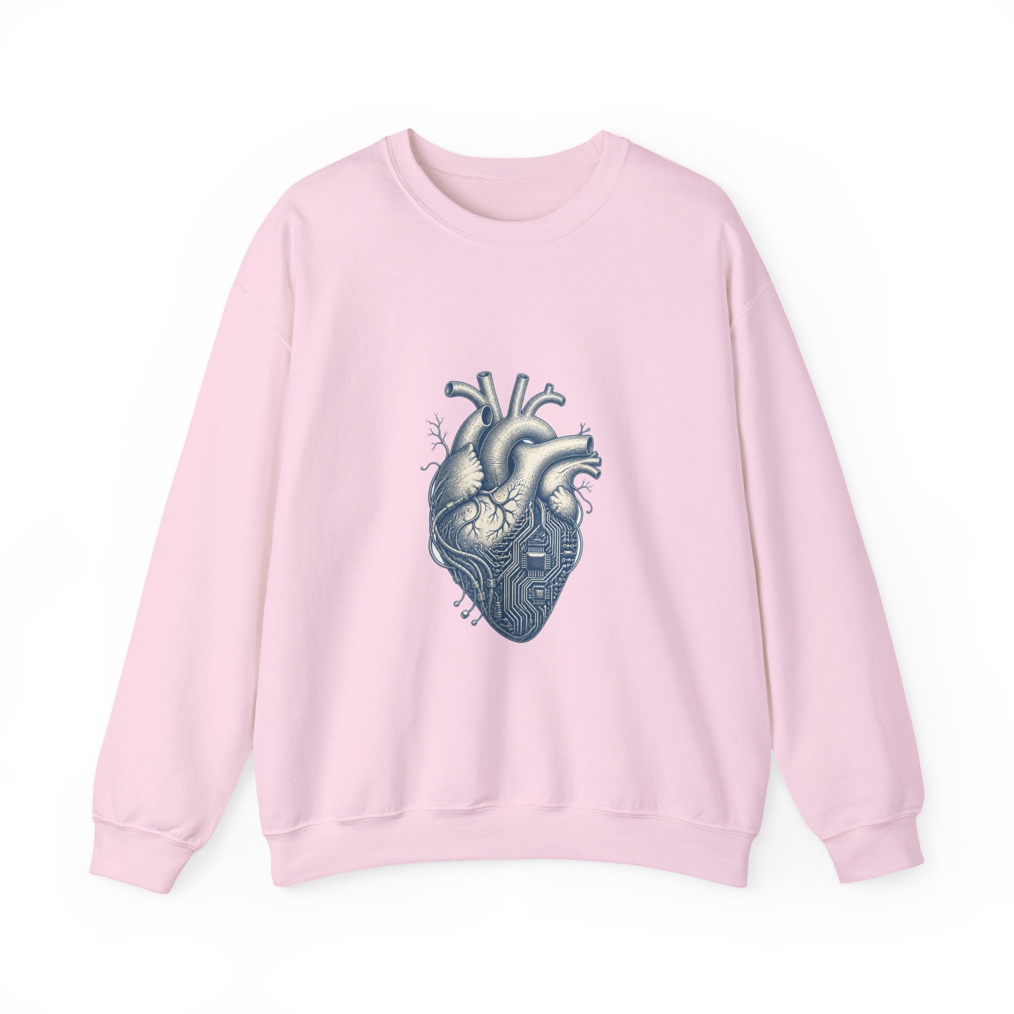 Matching Couple Sweatshirt - Robot & Heart Matching Couple Premium Fleece Sweatshirt Vintage Art His Hers Honeymoon Gift - Design B
