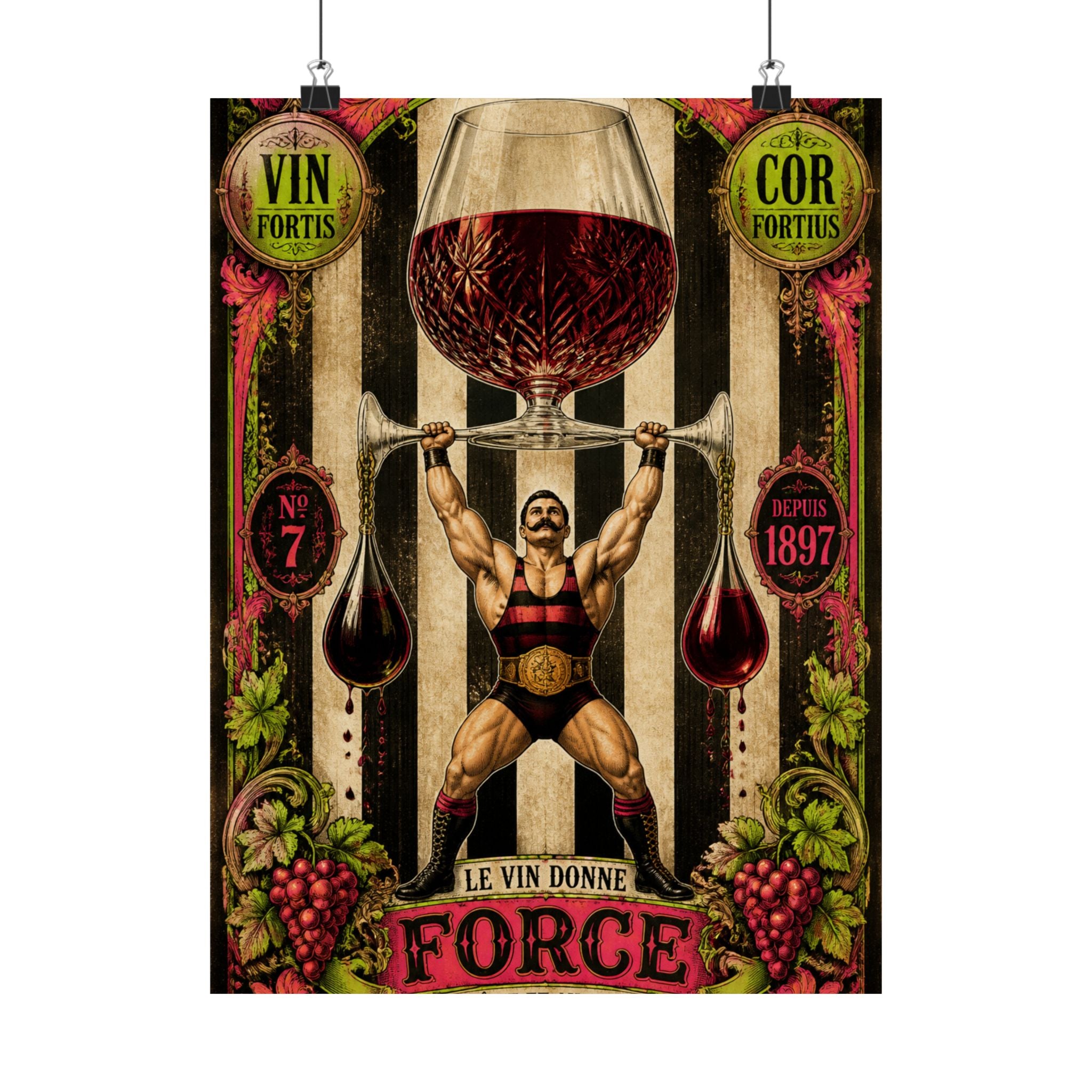 Wine Glass Strongman Wall Art Poster 24×36 Baroque Studio Decor Maximalist Print