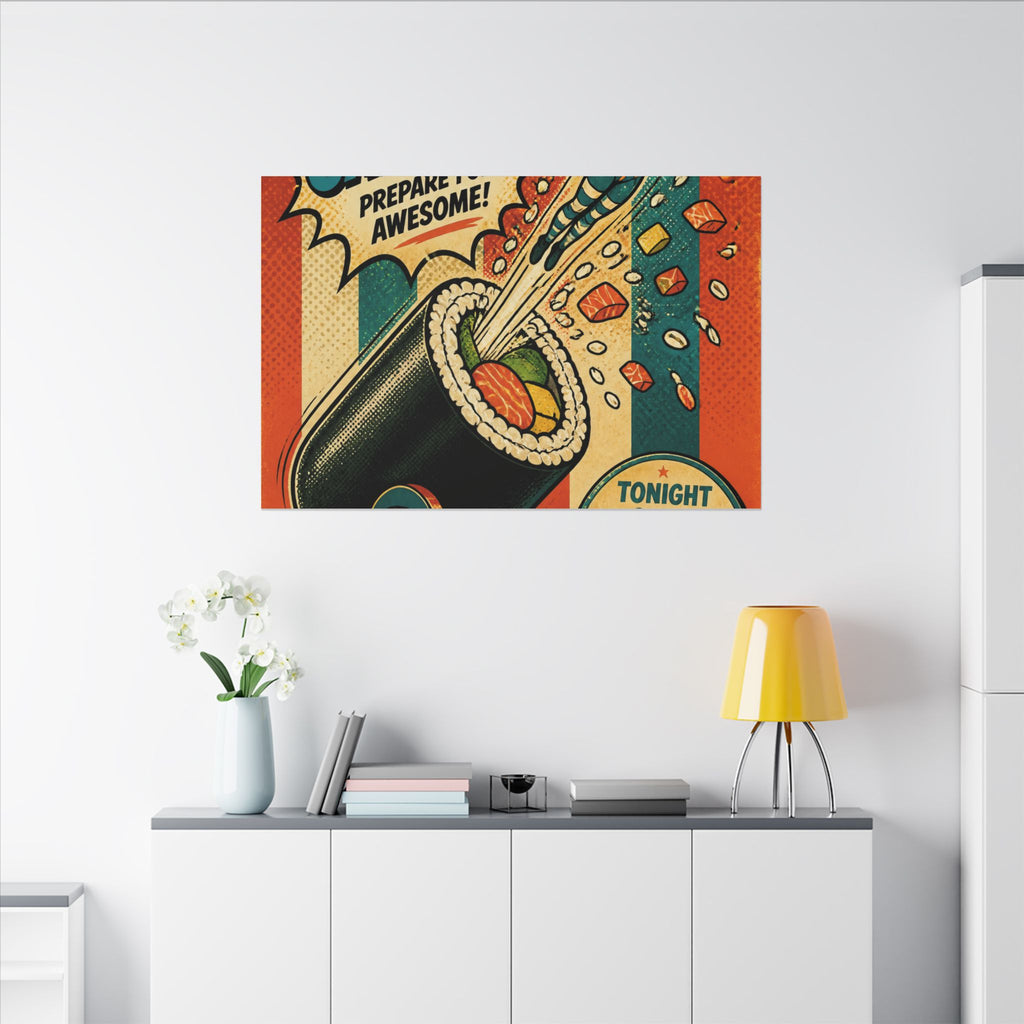 Sushi Roll Cannon Wall Art Canvas 16×20 Pop Art Living Room Decor Maximalist Print