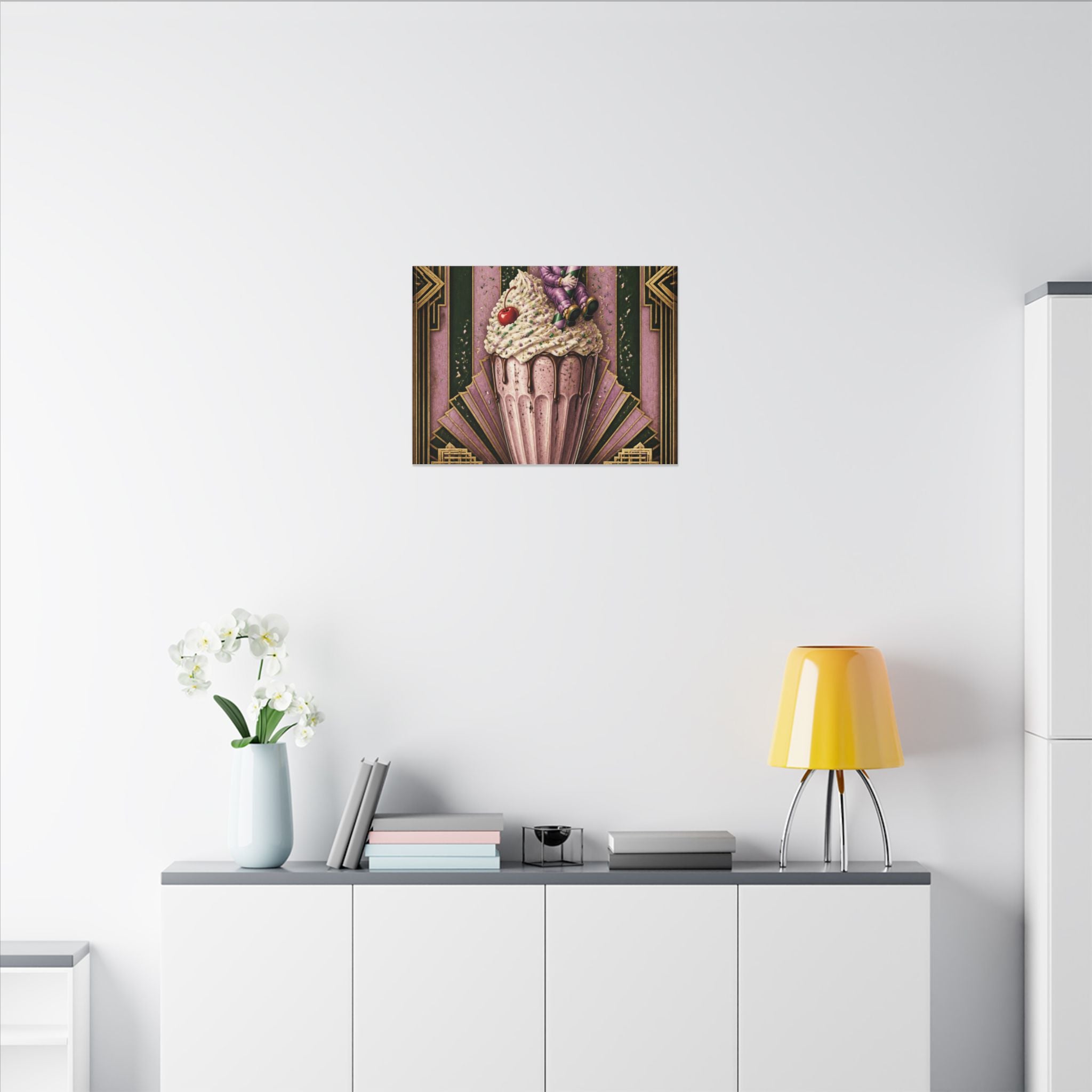 Milkshake Slide Clown Wall Art Canvas 16×20 Art Deco Entryway Decor Maximalist Print