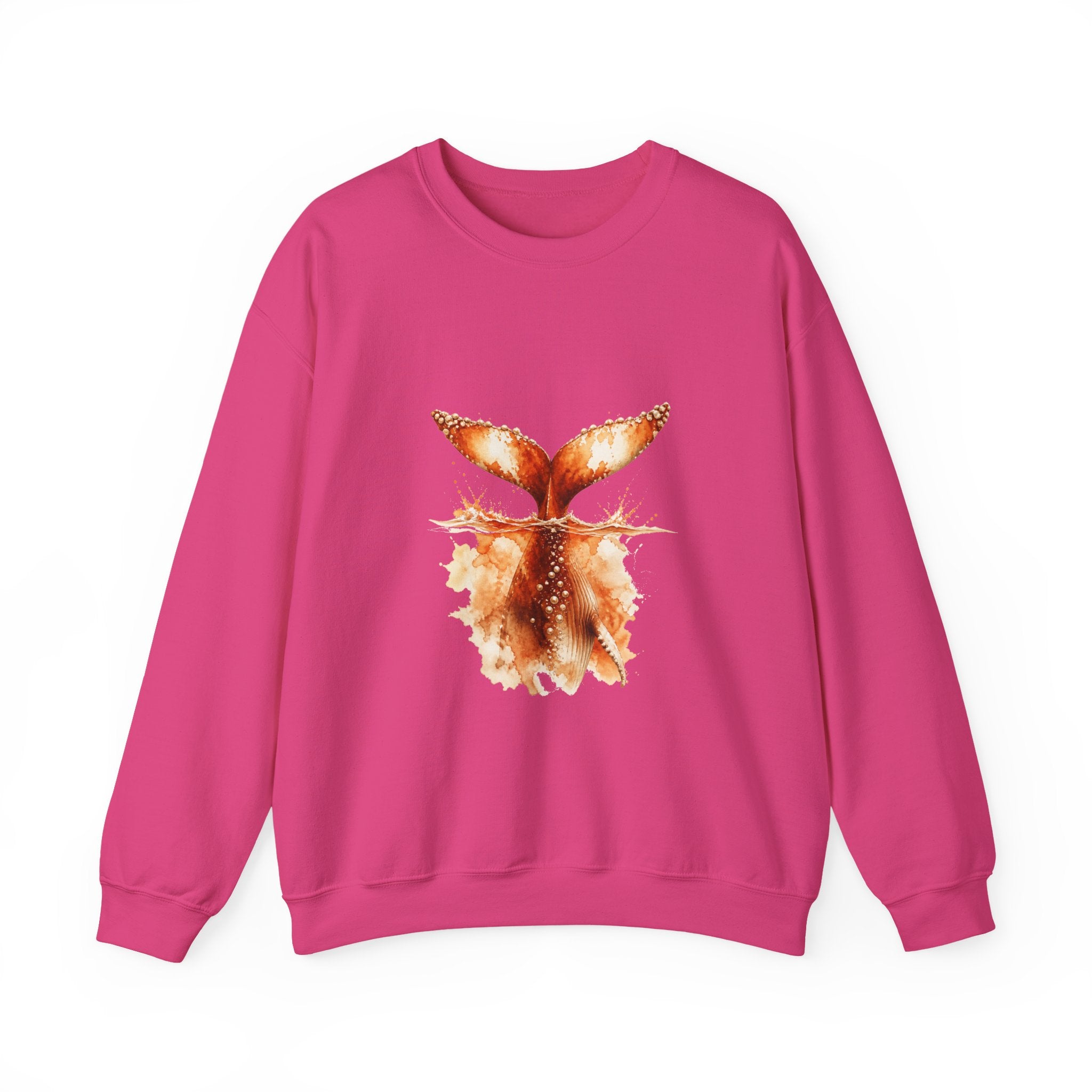 Matching Couple Sweatshirt - Eagle & Whale Matching Couple Premium Fleece Sweatshirt Watercolor Art His Hers Birthday Gift - Design B