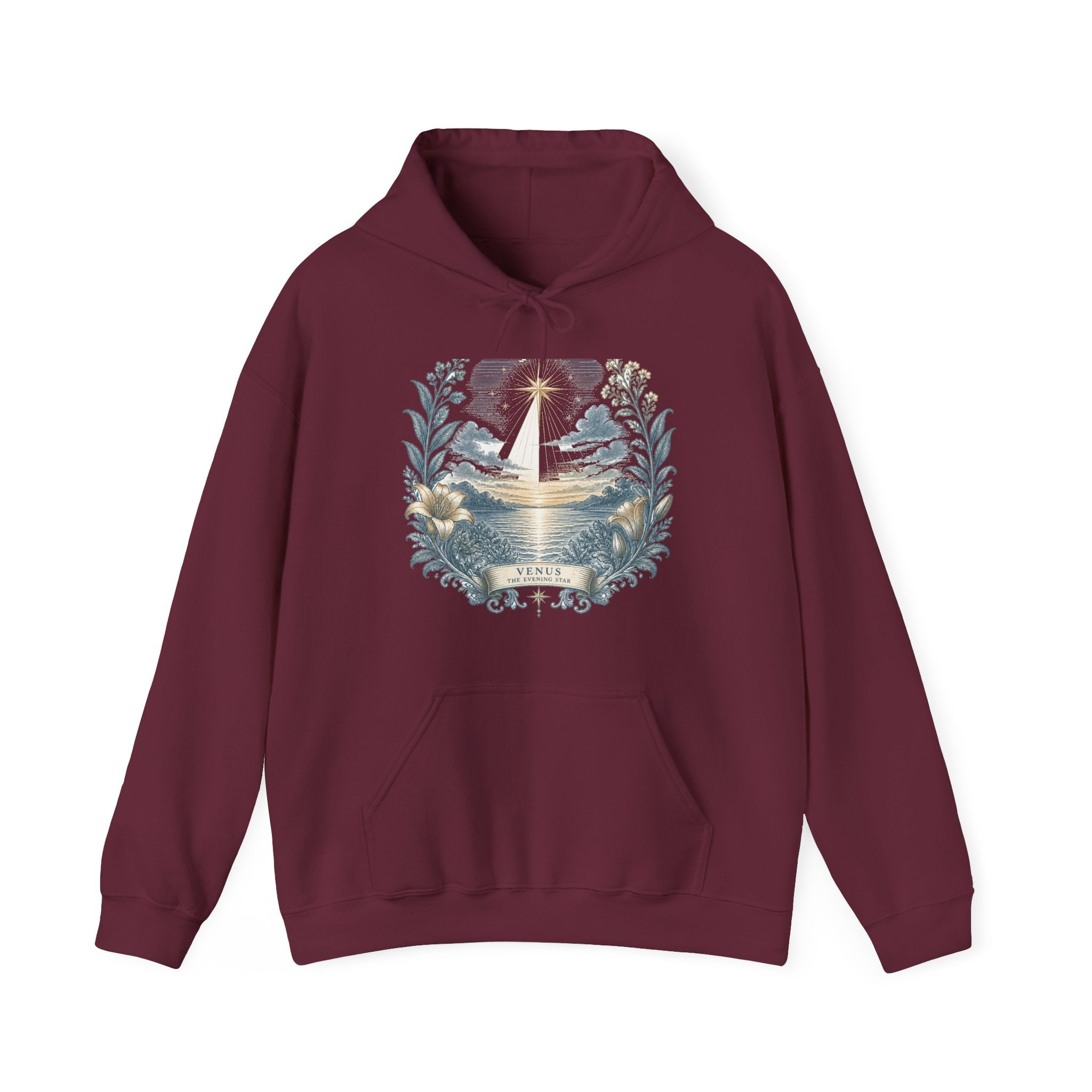 Matching Couple Sweatshirt - Evening & Morning Star Matching Couple Hooded Sweatshirt Vintage Art His Hers Wedding Gift - Design A