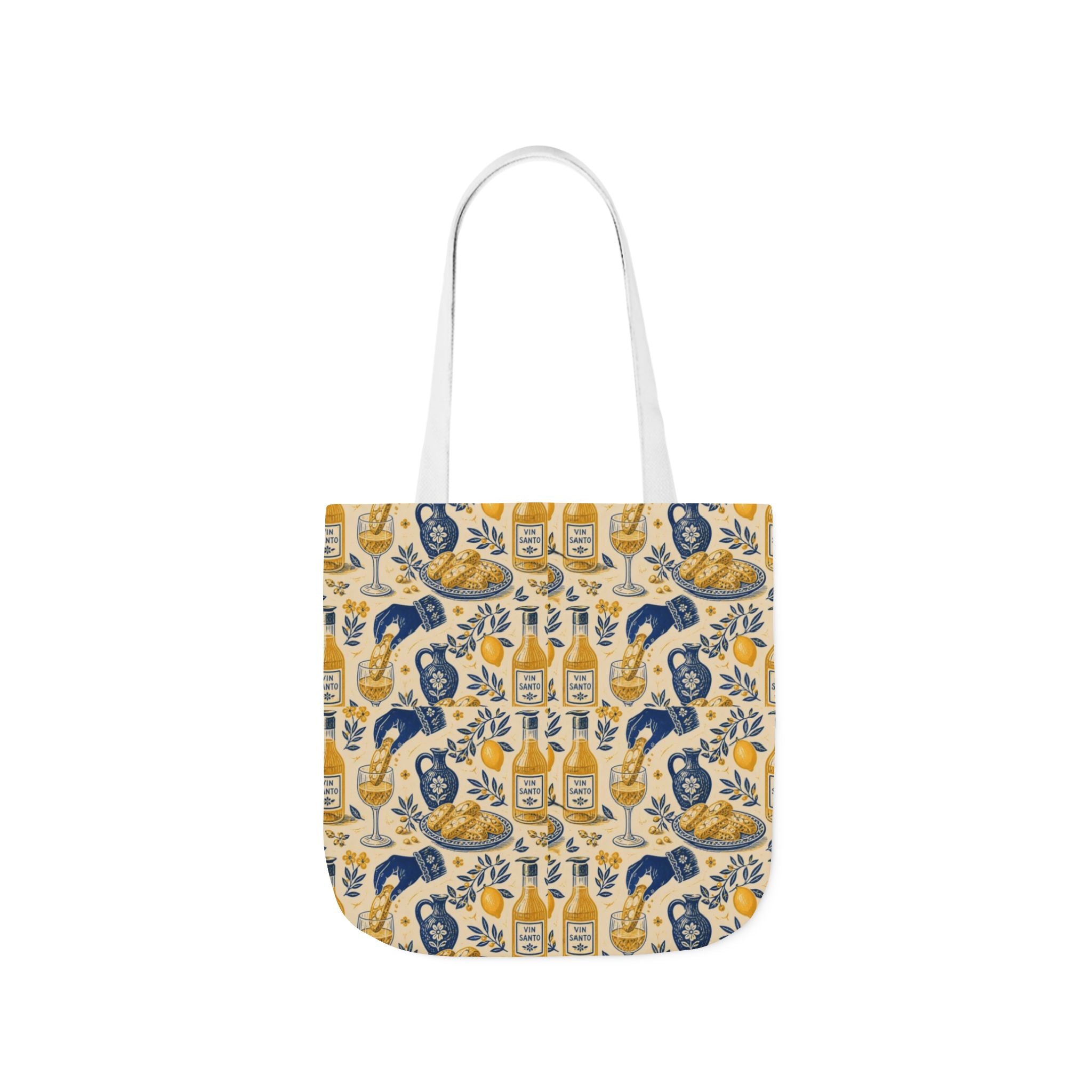 Biscotti & Vin Santo Canvas Tote Bag Mediterranean Kitchen Linocut Design Italian Cottagecore Gift