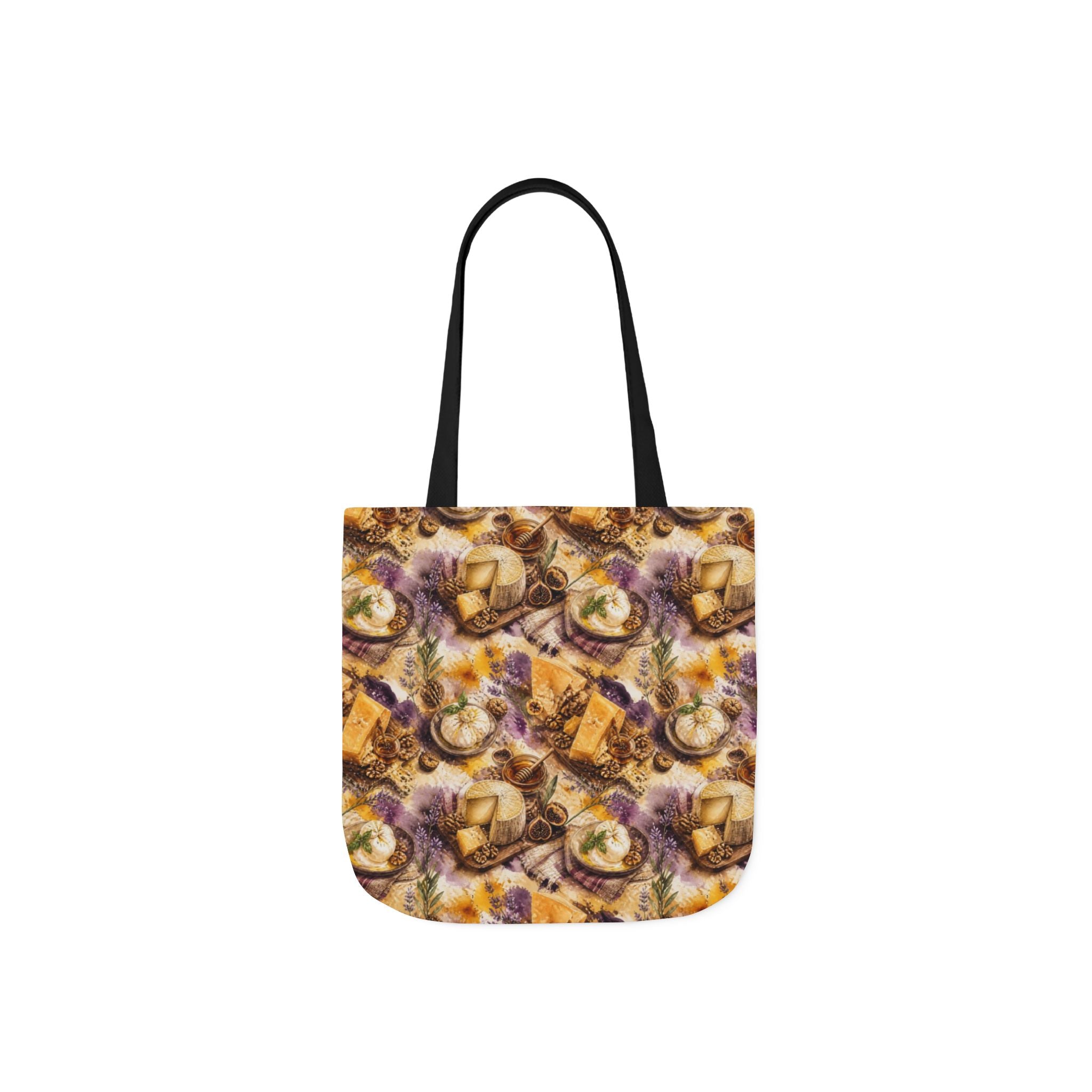 Italian Cheese Board Canvas Tote Bag Mediterranean Kitchen Watercolor Splash Design Italian Cottagecore Gift