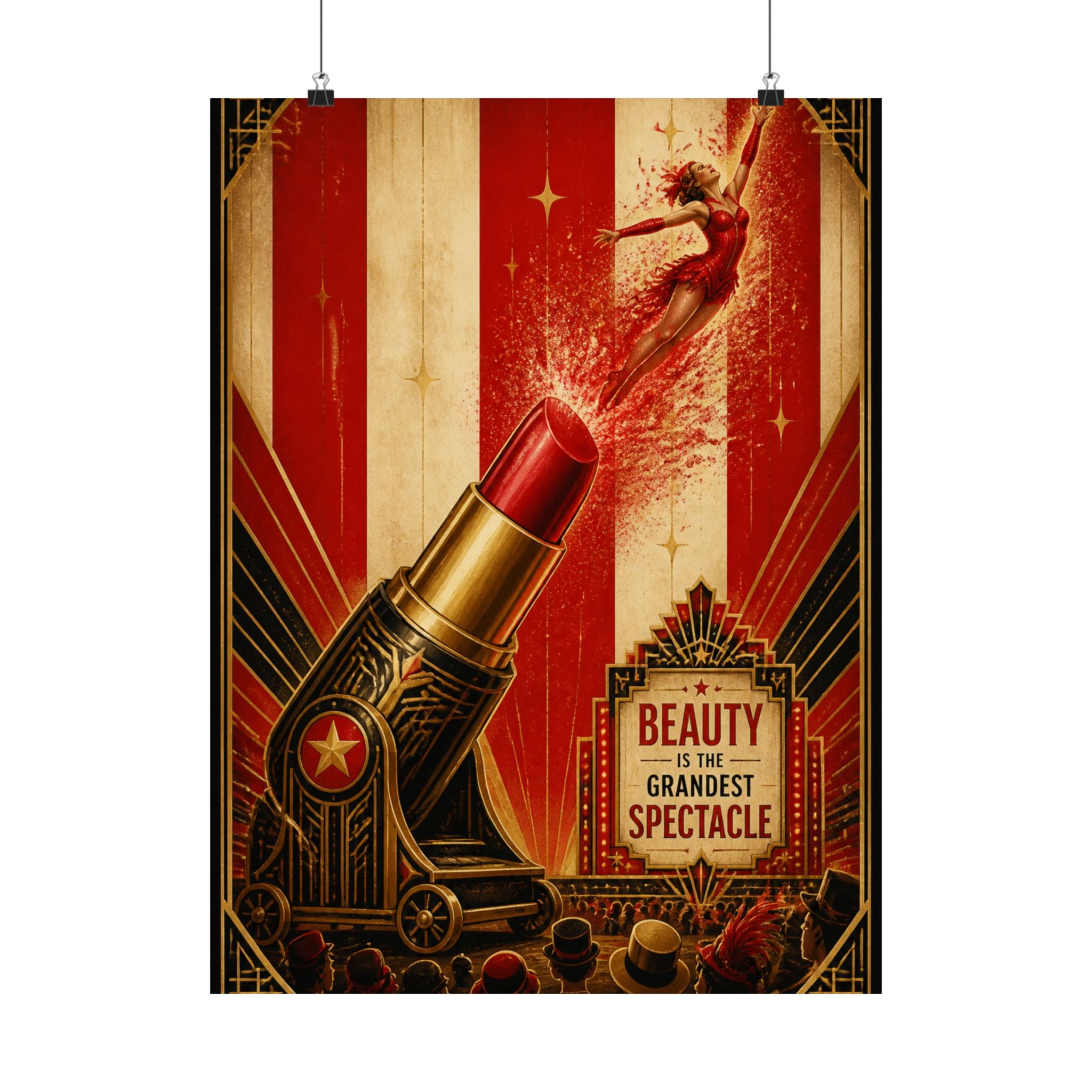 Lipstick Cannon Wall Art Poster 24×36 Art Deco Bar Area Decor Maximalist Print