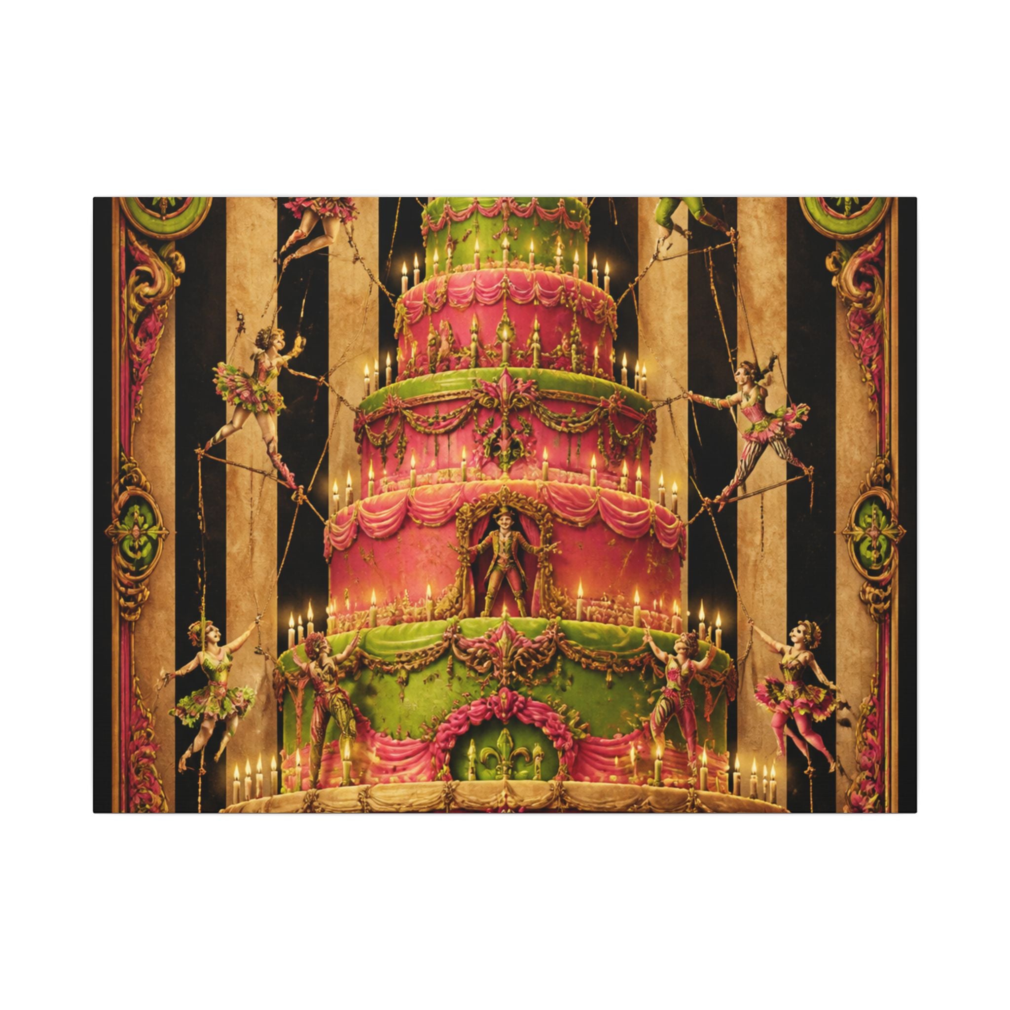 Birthday Cake Trapeze Wall Art Canvas 24×36 Baroque Studio Decor Maximalist Print