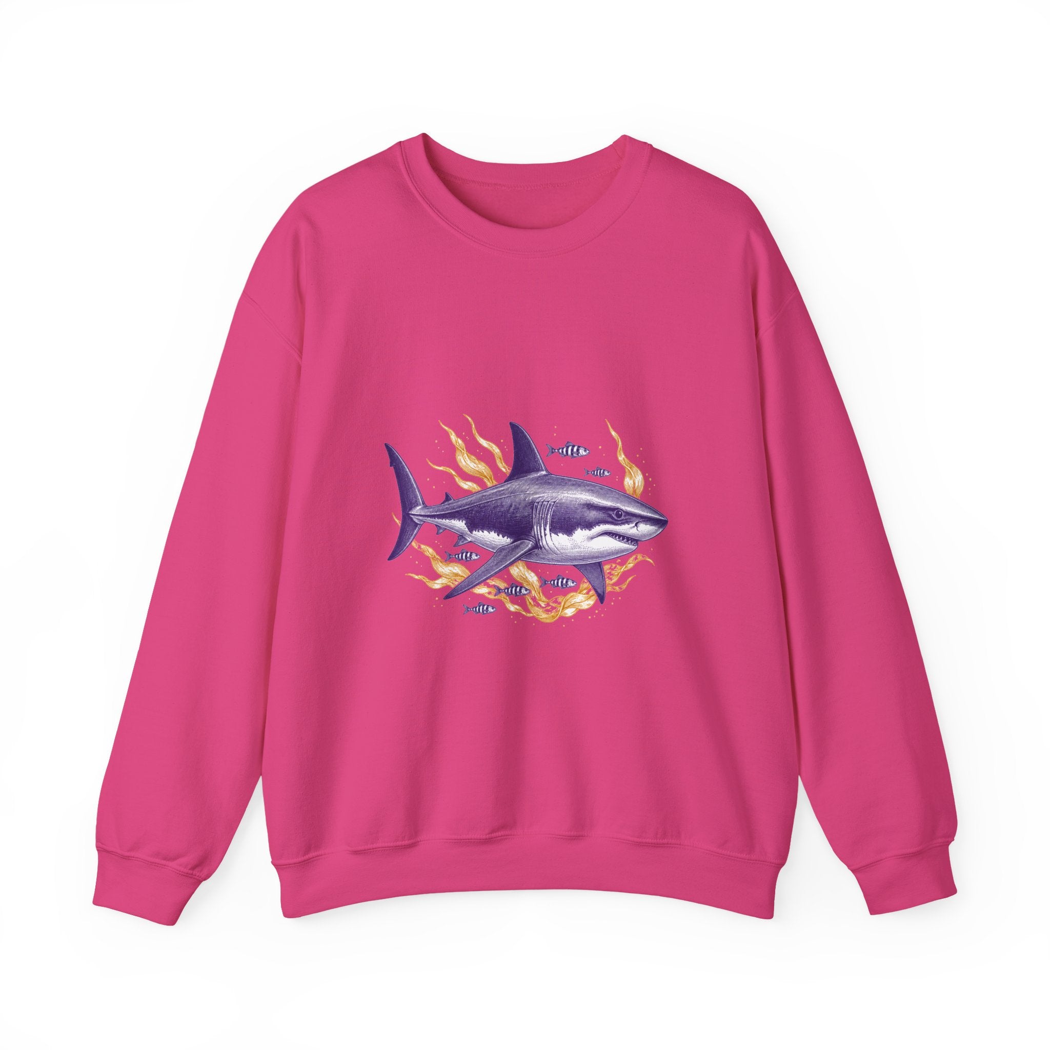 Matching Couple Sweatshirt - Shark & Dolphin Matching Couple Crewneck Sweatshirt Vintage Art His Hers Wedding Gift - Design A