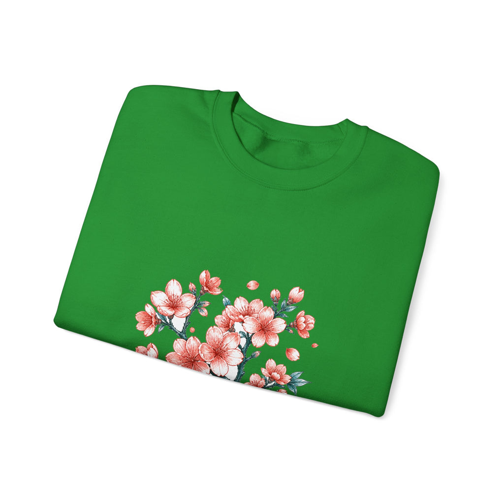 Matching Couple Sweatshirt - Cherry Blossom & Maple Leaf Matching Couple Premium Fleece Sweatshirt Hand-Drawn Art His Hers Anniversary Gift - Design A