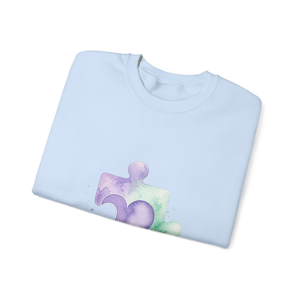 Matching Couple Sweatshirt - Puzzle Pieces Matching Couple Comfort Colors Crew Watercolor Art His Hers Birthday Gift - Design B
