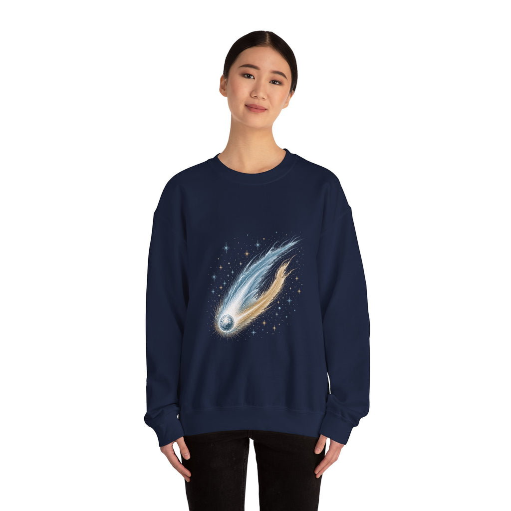 Matching Couple Sweatshirt - Comet & Asteroid Matching Couple Premium Fleece Sweatshirt Hand-Drawn Art His Hers Anniversary Gift - Design A