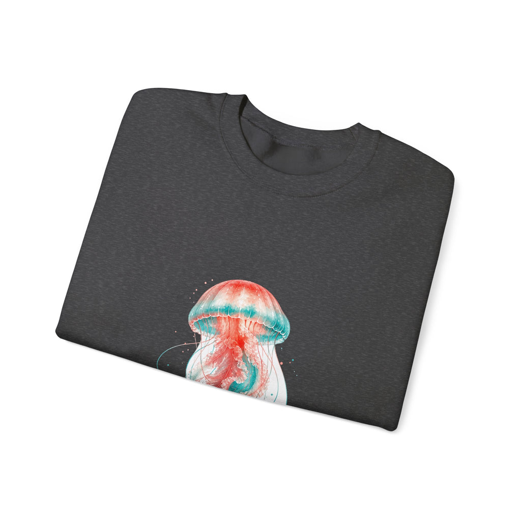 Matching Couple Sweatshirt - Octopus & Jellyfish Matching Couple Premium Fleece Sweatshirt Watercolor Art His Hers Birthday Gift - Design B