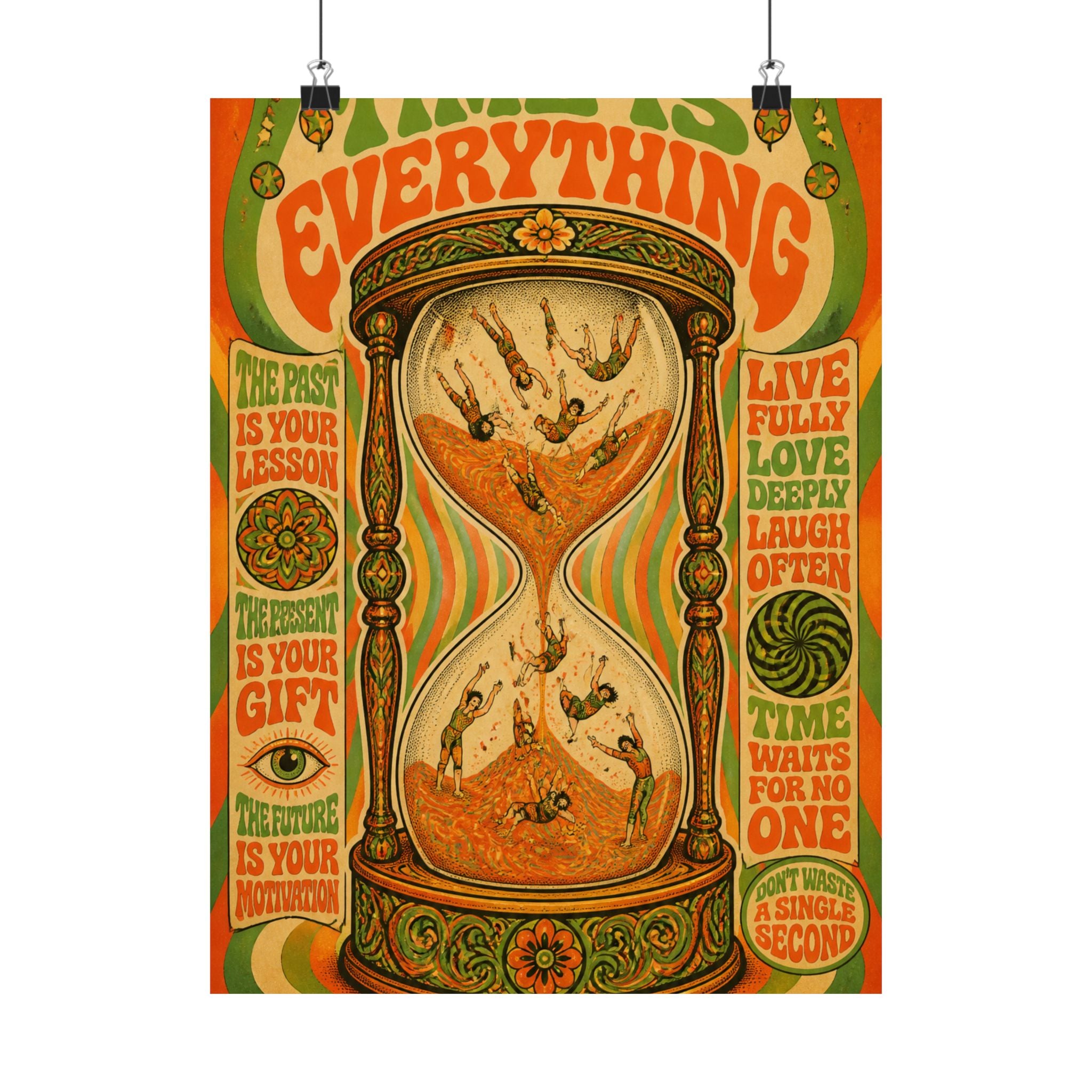 Hourglass Acrobats Wall Art Poster 24×36 Psychedelic Dining Room Decor Maximalist Print