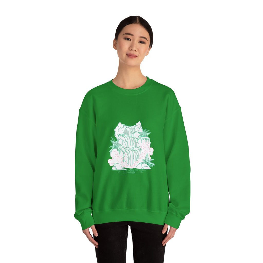 Matching Couple Sweatshirt - Wildfire & Waterfall Matching Couple Premium Fleece Sweatshirt Minimalist Art His Hers Christmas Gift - Design B