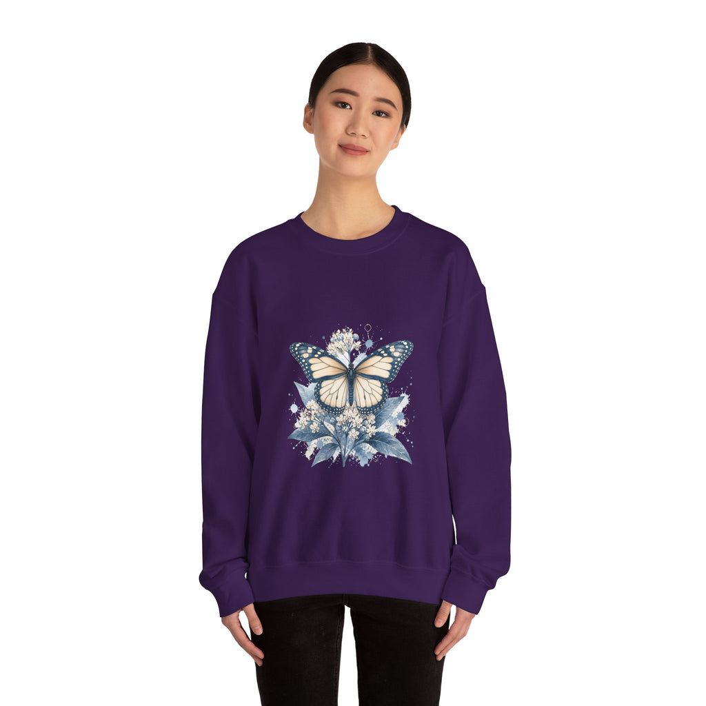 Matching Couple Sweatshirt - Butterfly & Moth Matching Couple Comfort Colors Crew Watercolor Art His Hers Birthday Gift - Design A