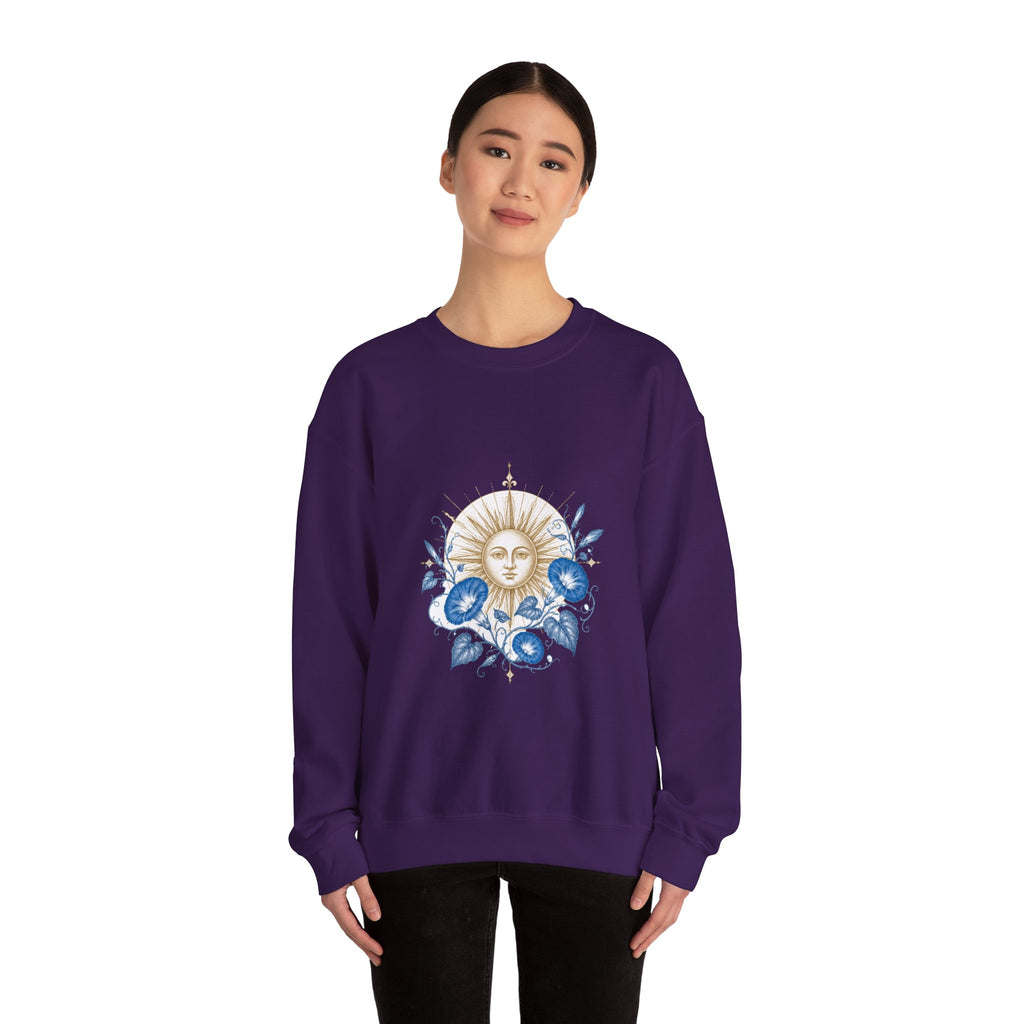 Matching Couple Sweatshirt - Sun & Moon Matching Couple Premium Fleece Sweatshirt Vintage Art His Hers Honeymoon Gift - Design B