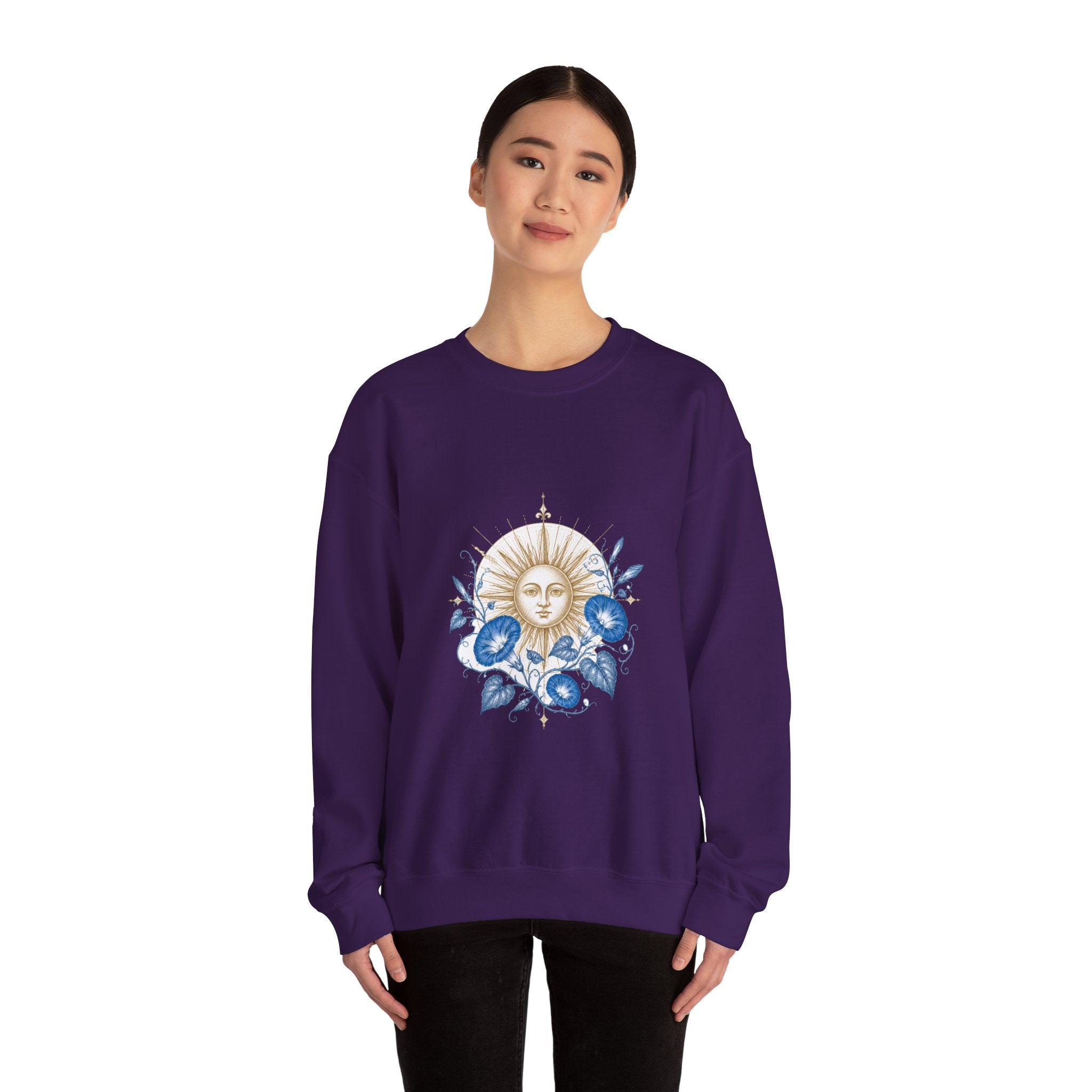 Matching Couple Sweatshirt - Sun & Moon Matching Couple Premium Fleece Sweatshirt Vintage Art His Hers Honeymoon Gift - Design B