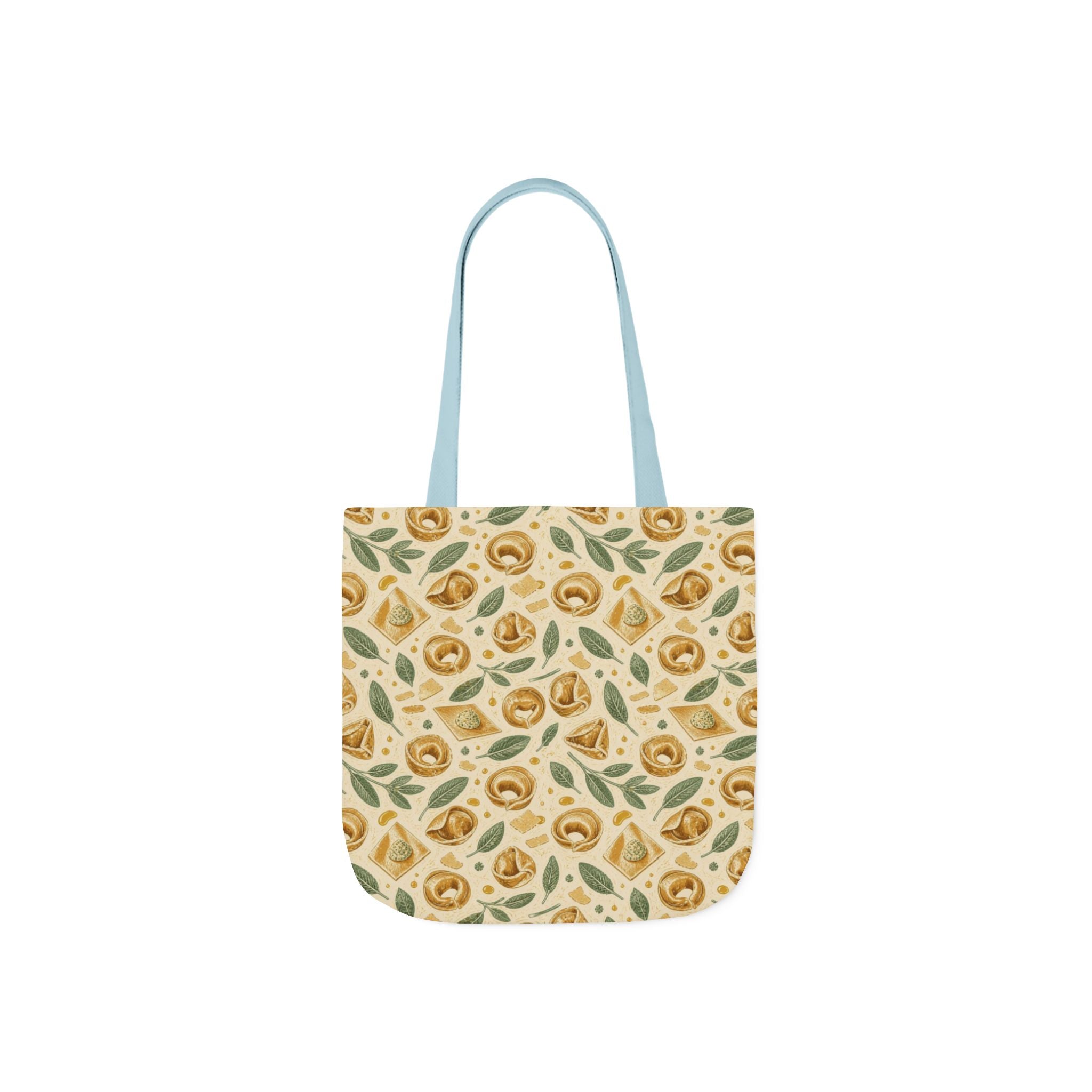 Tortellini with Sage Canvas Tote Bag Mediterranean Kitchen Linocut Design Italian Cottagecore Gift