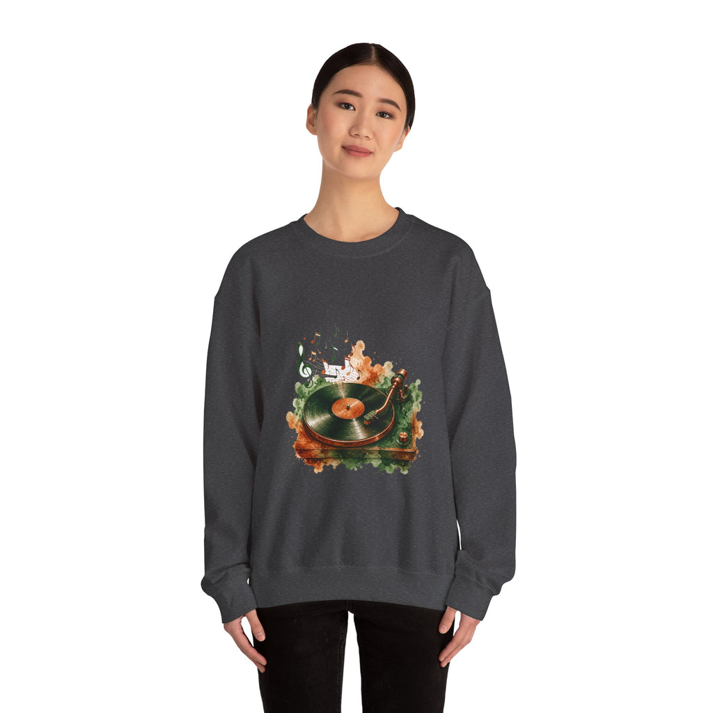 Matching Couple Sweatshirt - Vinyl & Cassette Matching Couple Premium Fleece Sweatshirt Watercolor Art His Hers Birthday Gift - Design A