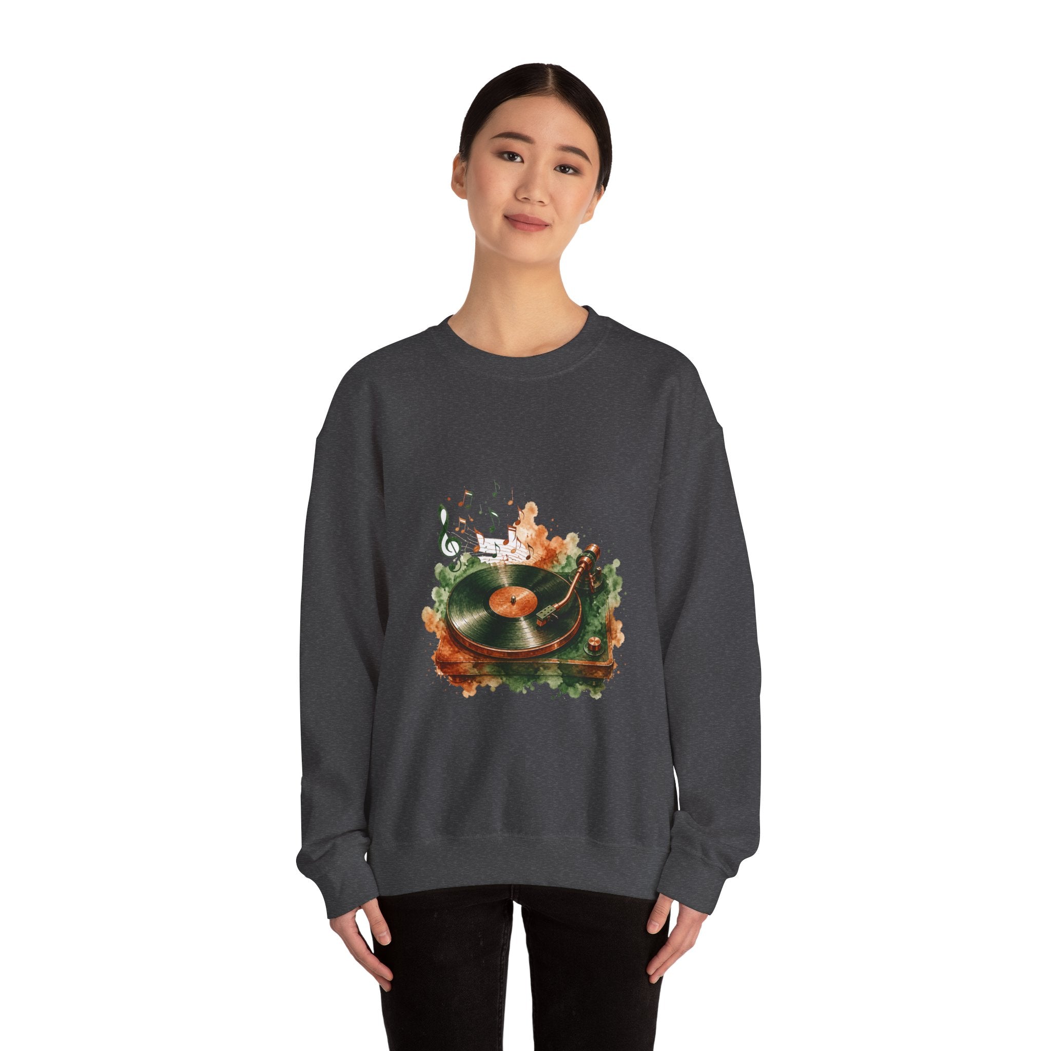 Matching Couple Sweatshirt - Vinyl & Cassette Matching Couple Premium Fleece Sweatshirt Watercolor Art His Hers Birthday Gift - Design A